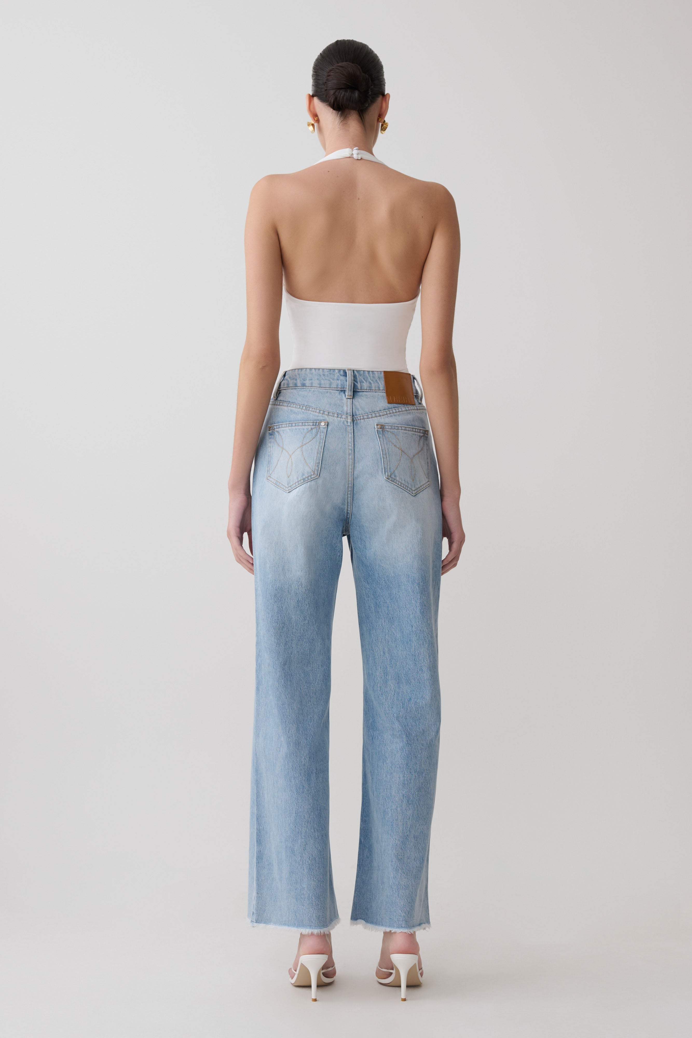 Alternative view of Rebekah Slinky Halter Bodysuit - White
