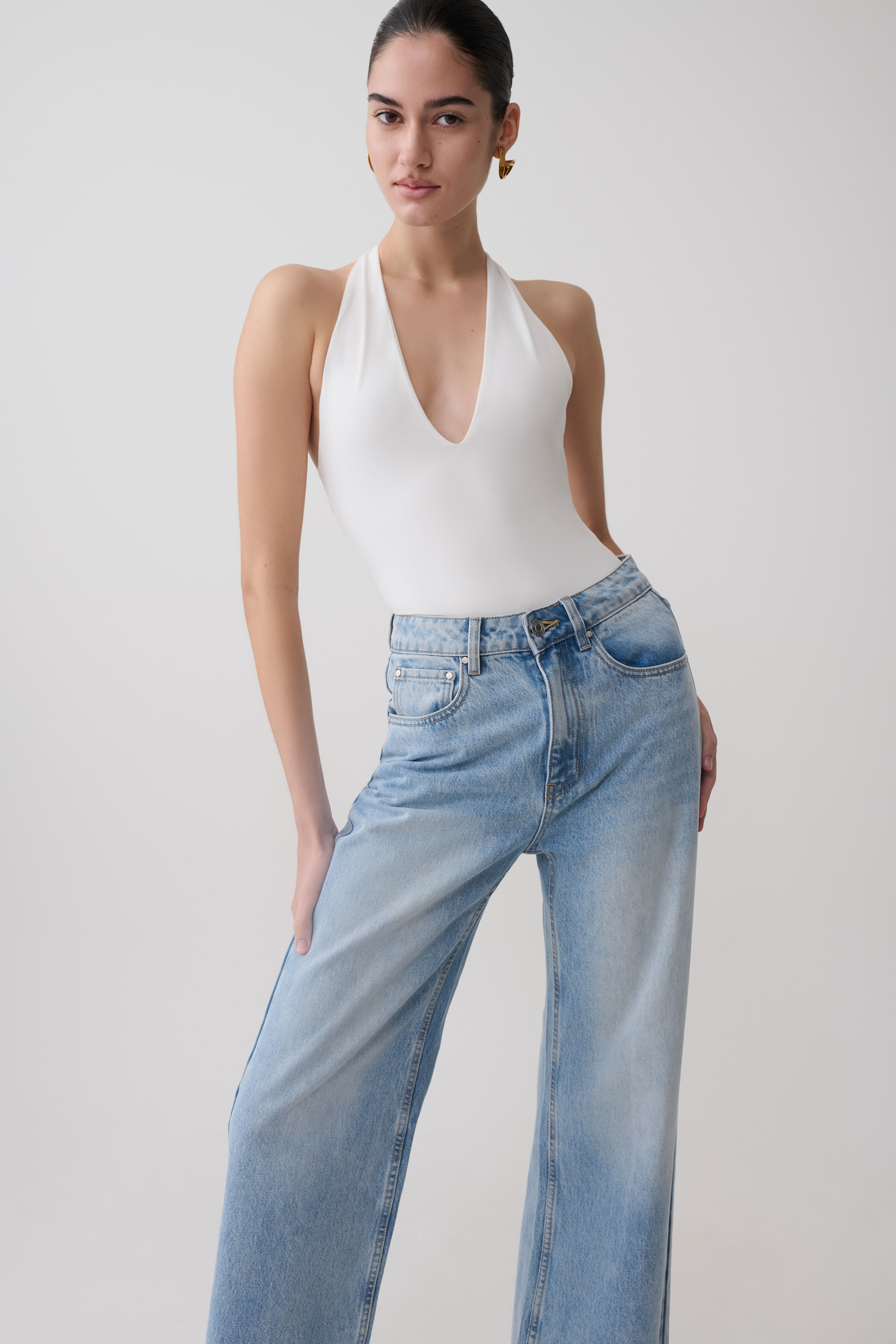 Rebekah Slinky Halter Bodysuit - White - Image 3