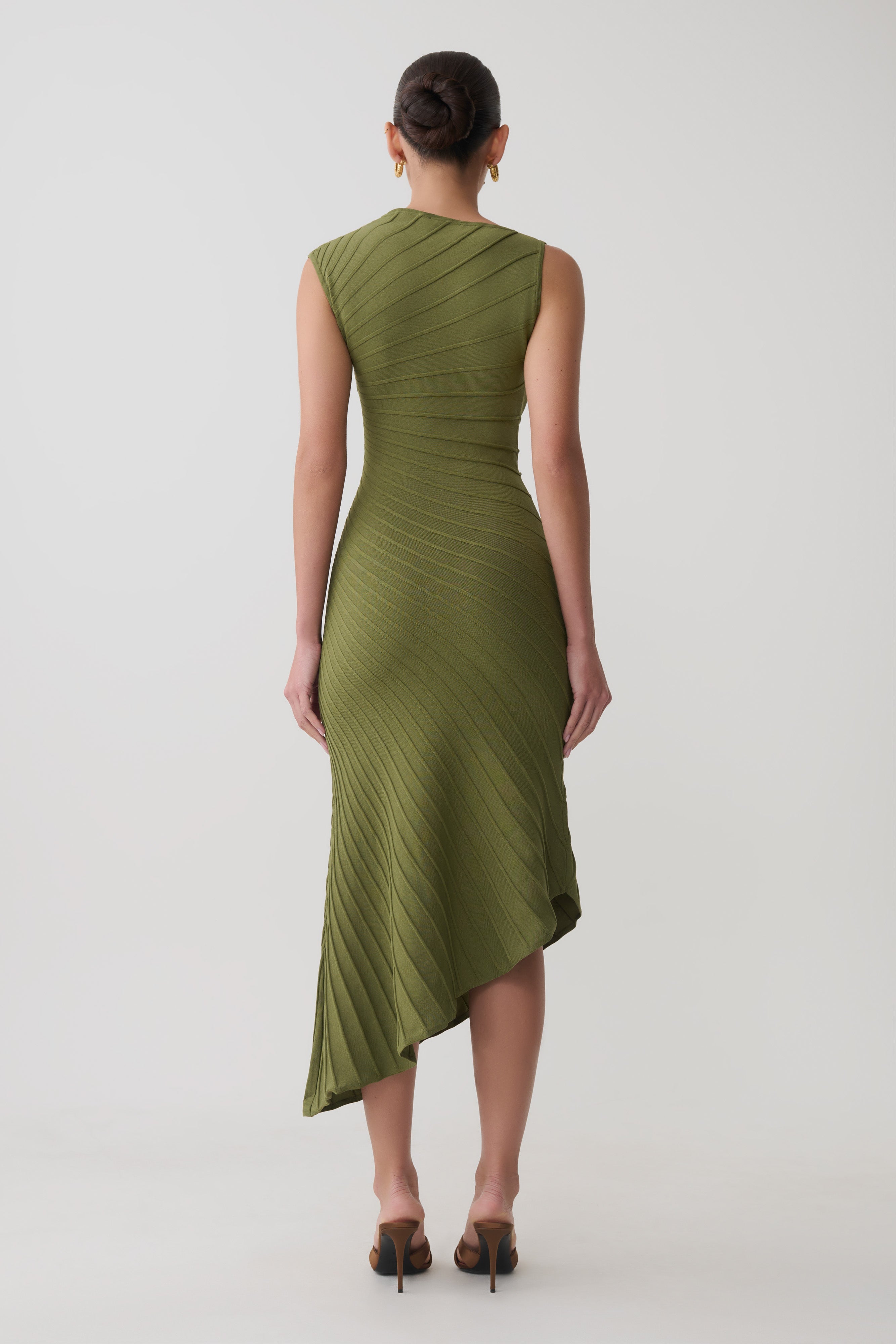 Alternative view of Milasandra Pleated Knit Dress - Olive