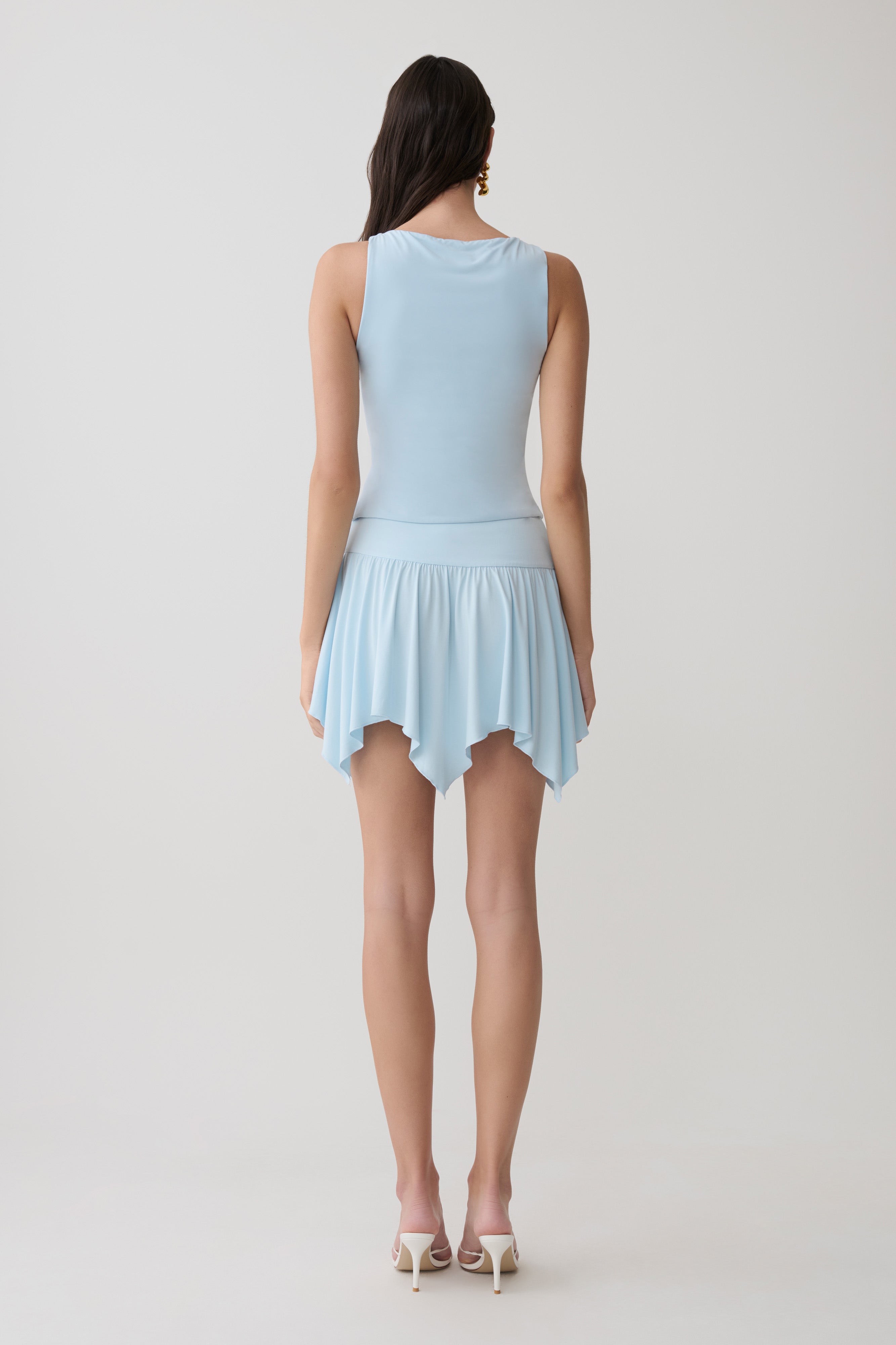 Alternative view of Ambrose Hankie Mini Skirt - Pale Blue