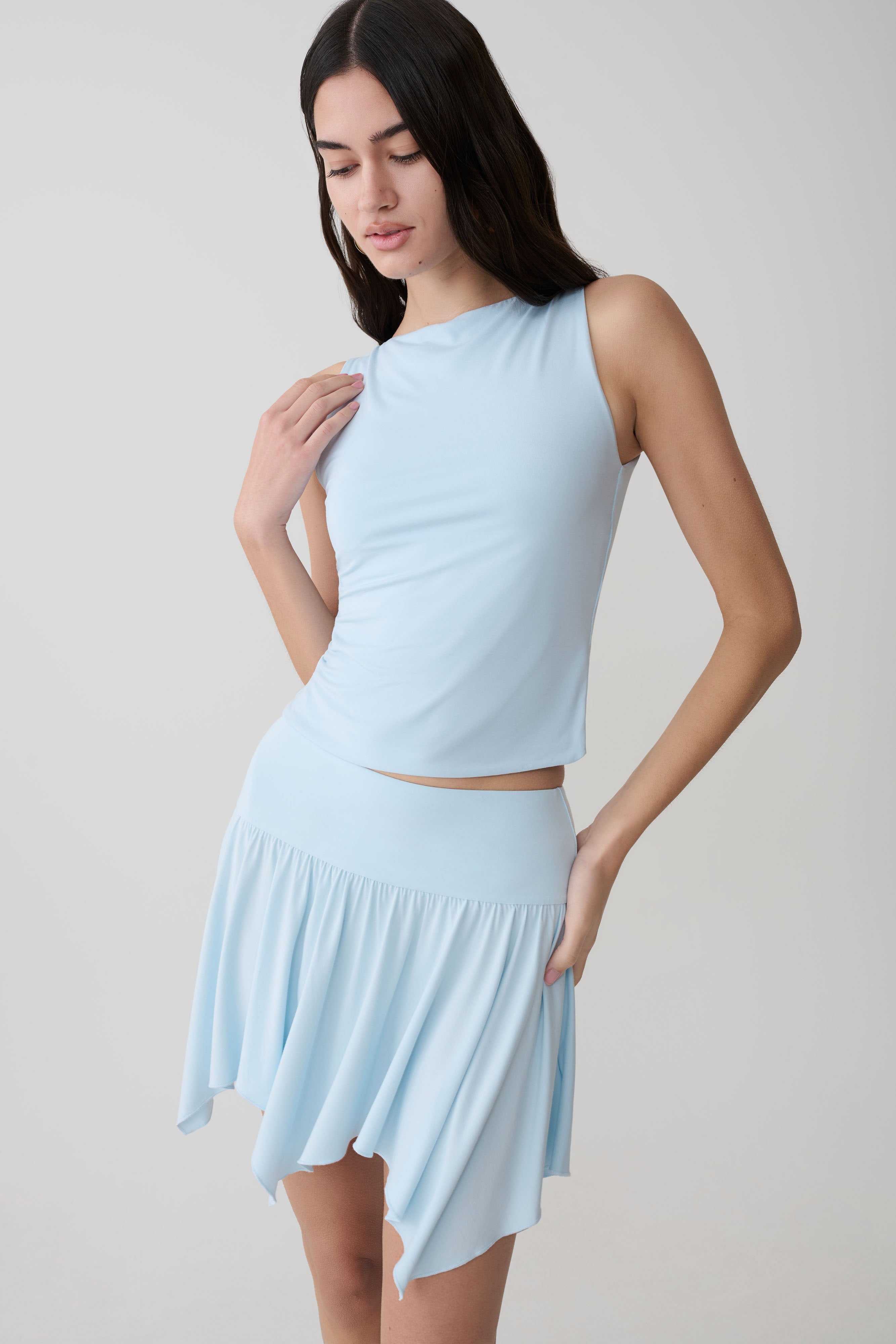 Nicolette Sleeveless Tank Top - Pale Blue - Image 3