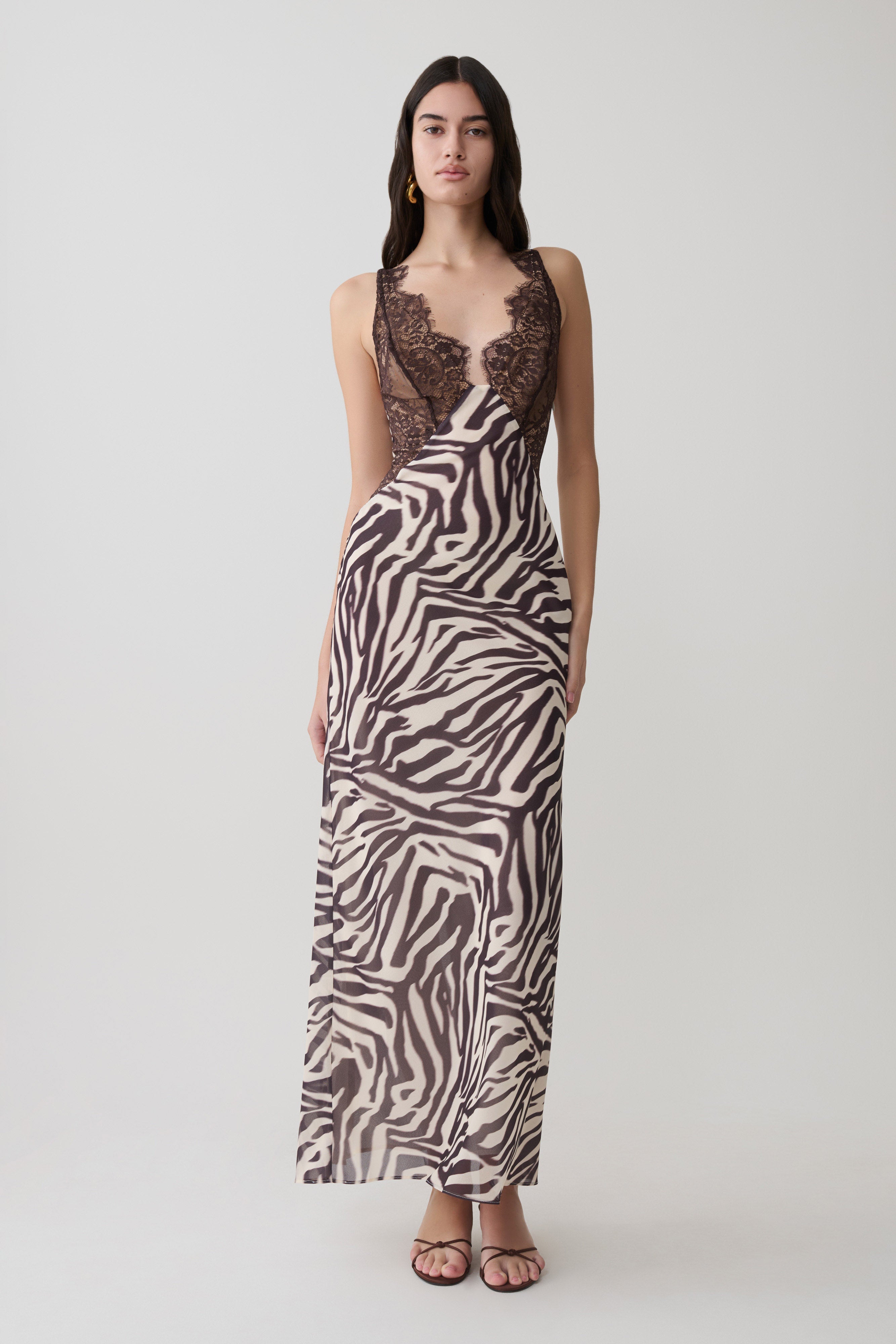 Angeline Lace And Chiffon Maxi Dress - Abstract Zebra Print - Image 7
