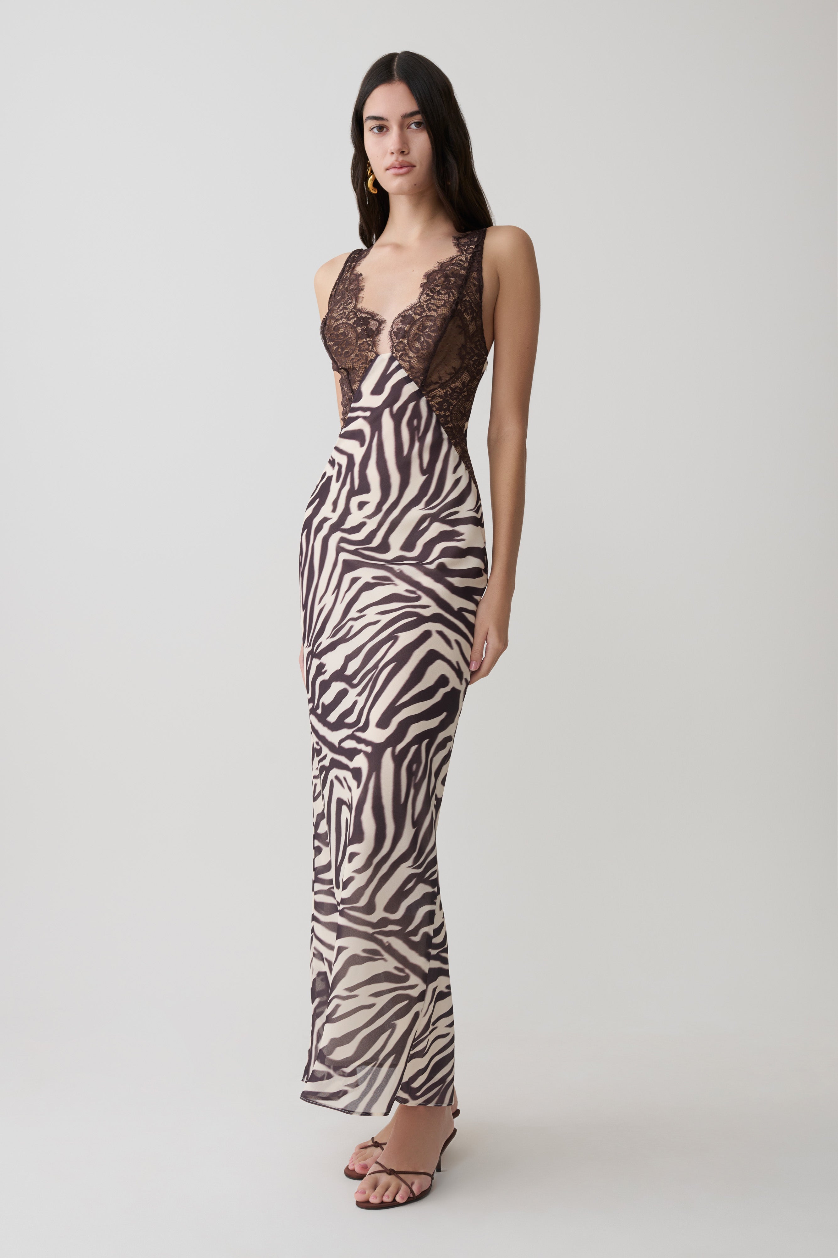 Angeline Lace And Chiffon Maxi Dress - Abstract Zebra Print - Image 5