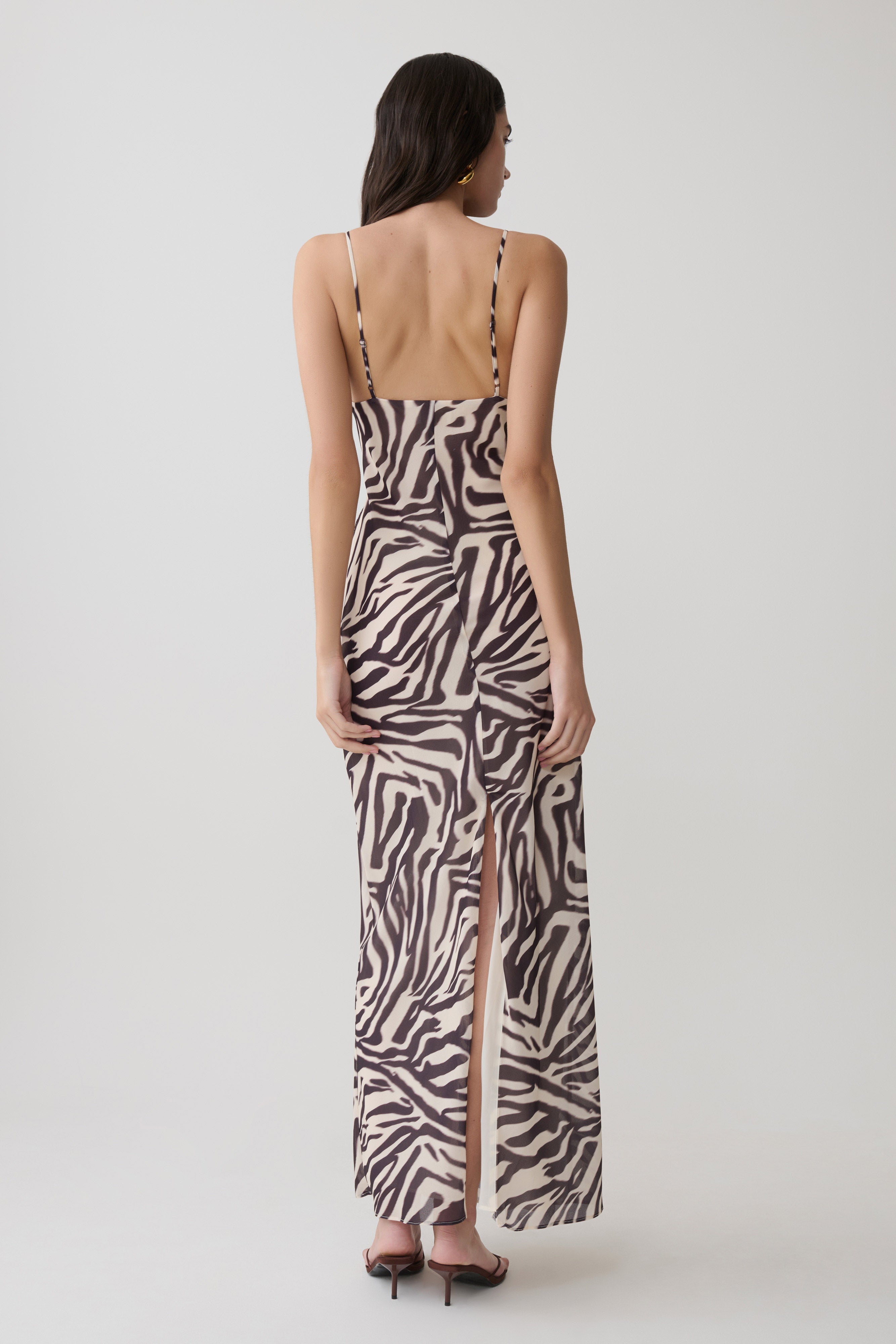 Alternative view of Angeline Lace And Chiffon Maxi Dress - Abstract Zebra Print