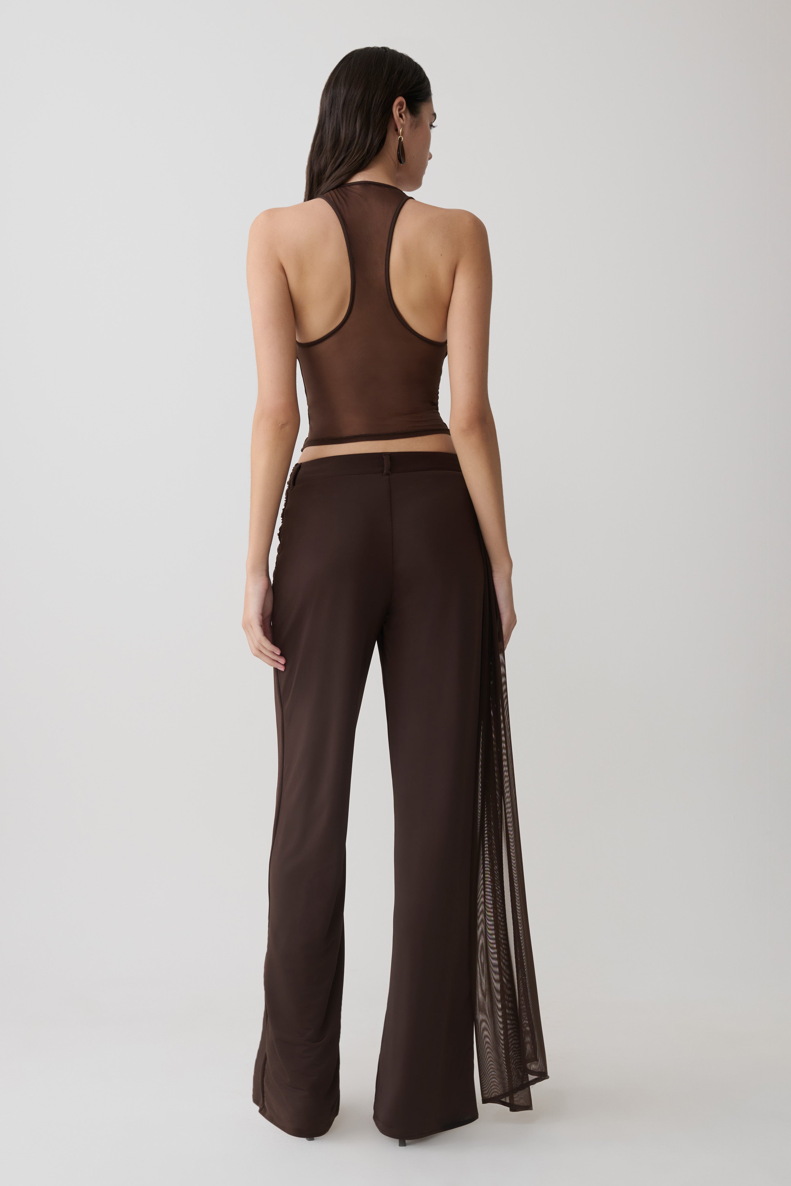 Alternative view of Aspyn Slinky Gathered Wide Leg Pants - Chocolate