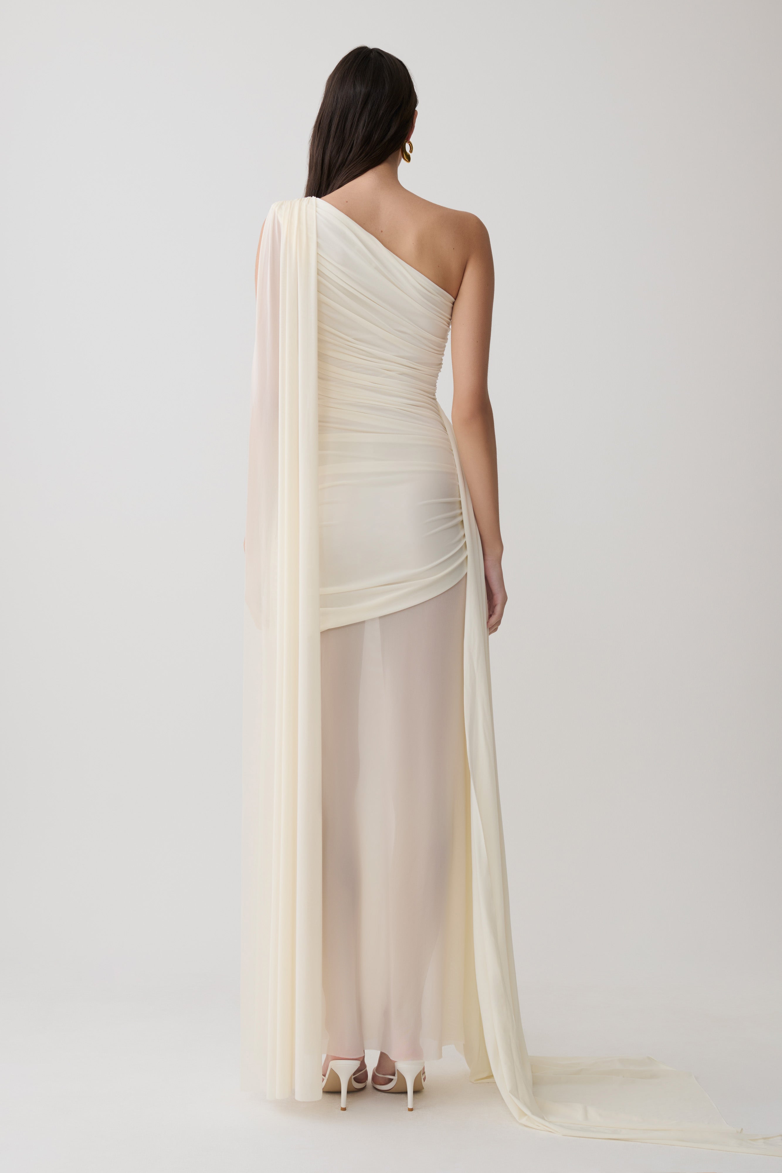 Alternative view of Asher Slinky One Shoulder Maxi Dress - Ivory