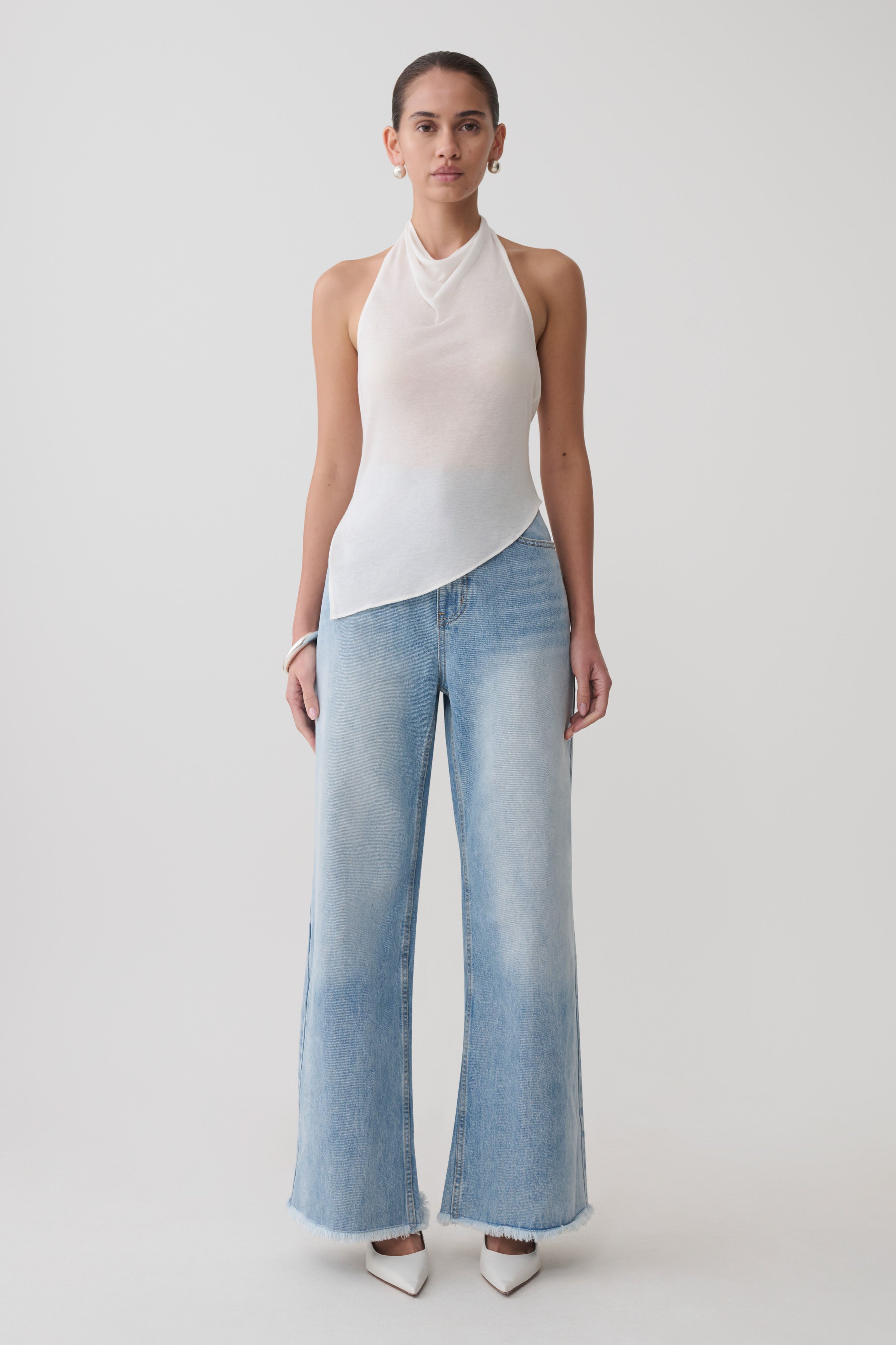 Clea Relaxed Sheer Halter Top - Ivory - Image 7