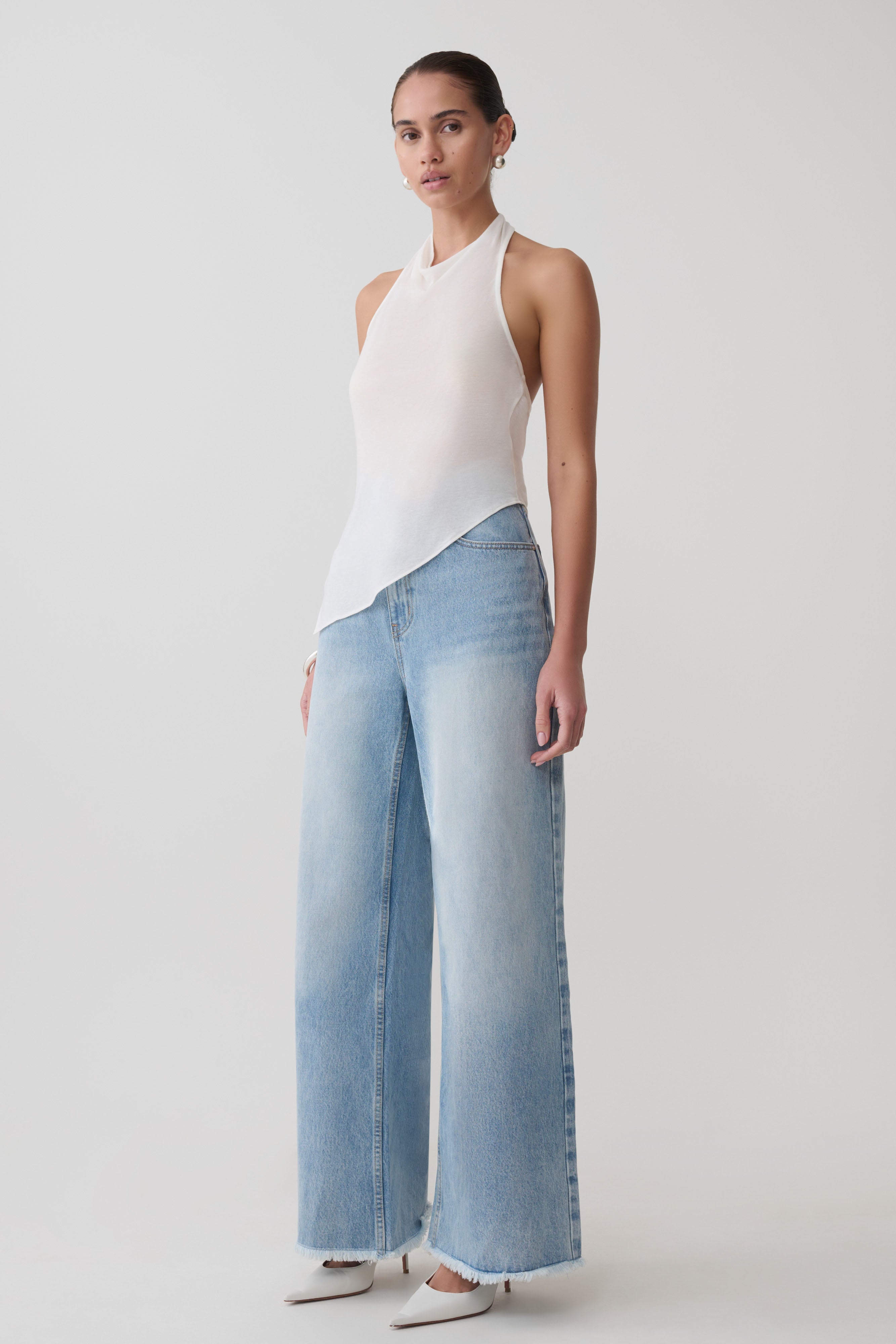 Clea Relaxed Sheer Halter Top - Ivory - Image 5