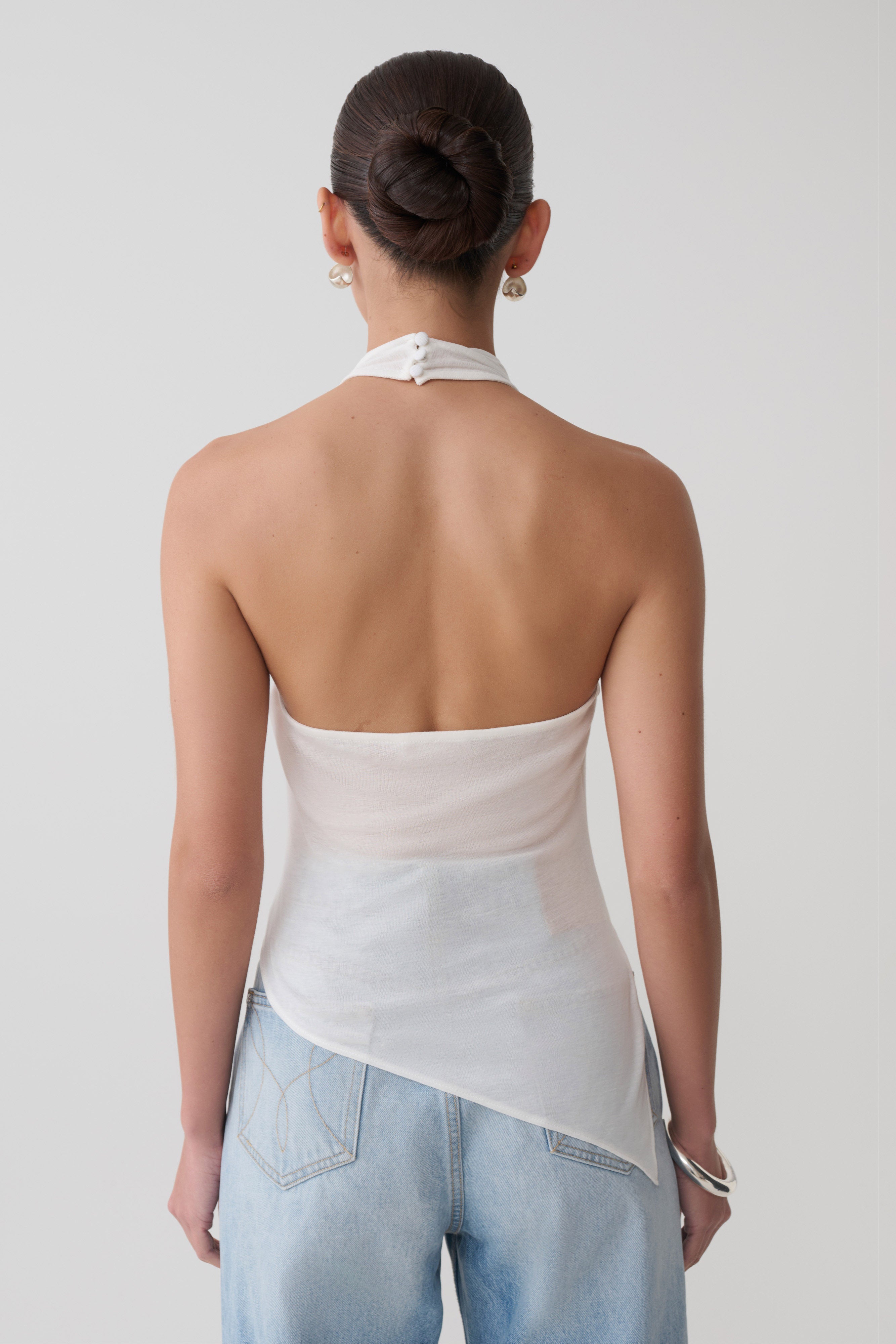 Alternative view of Clea Relaxed Sheer Halter Top - Ivory