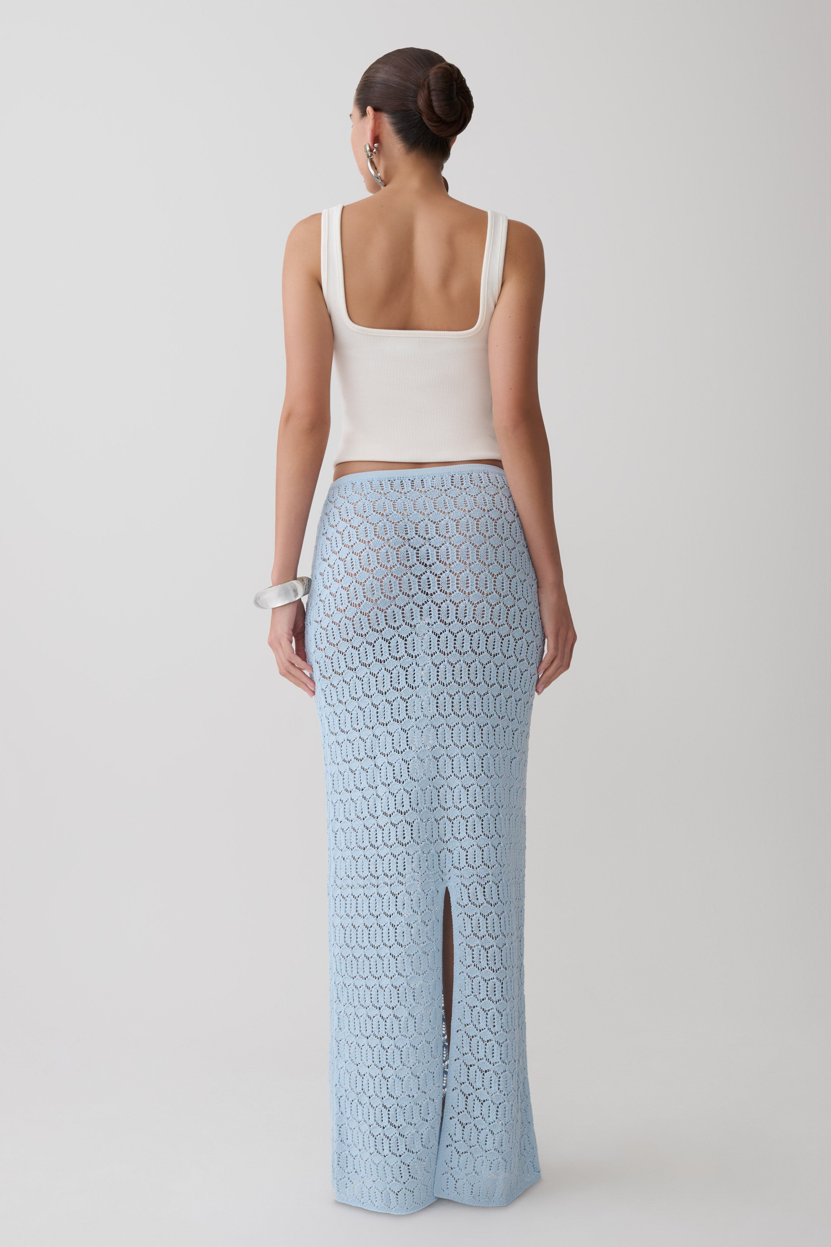 Alternative view of Courtney Crochet Knit Maxi Skirt - Pale Blue