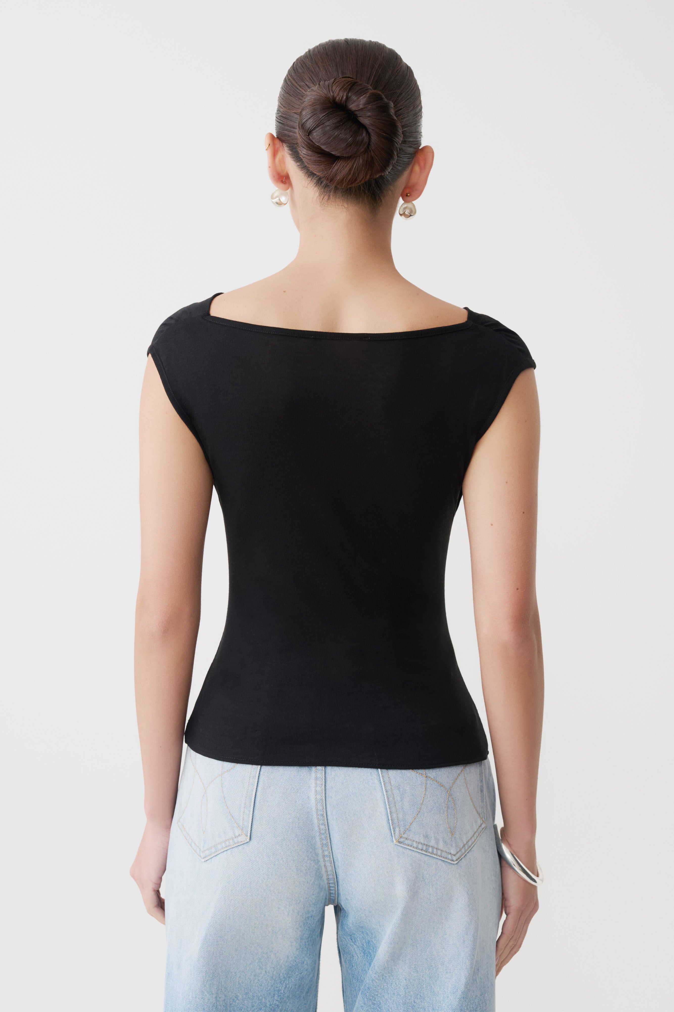 Alternative view of Ciaran Sleeveless Sheer Top - Black