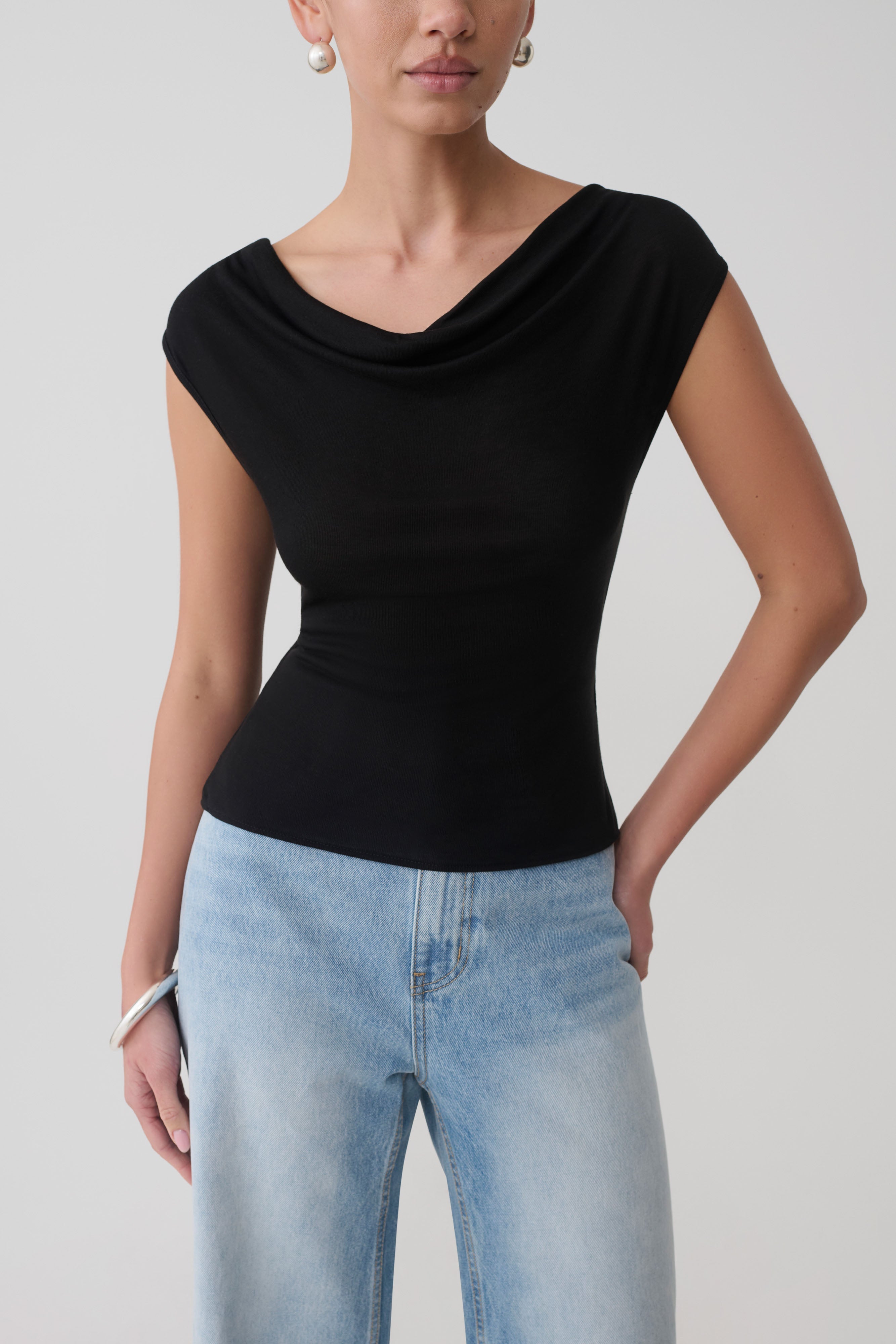 Ciaran Sleeveless Sheer Top - Black - Image 3