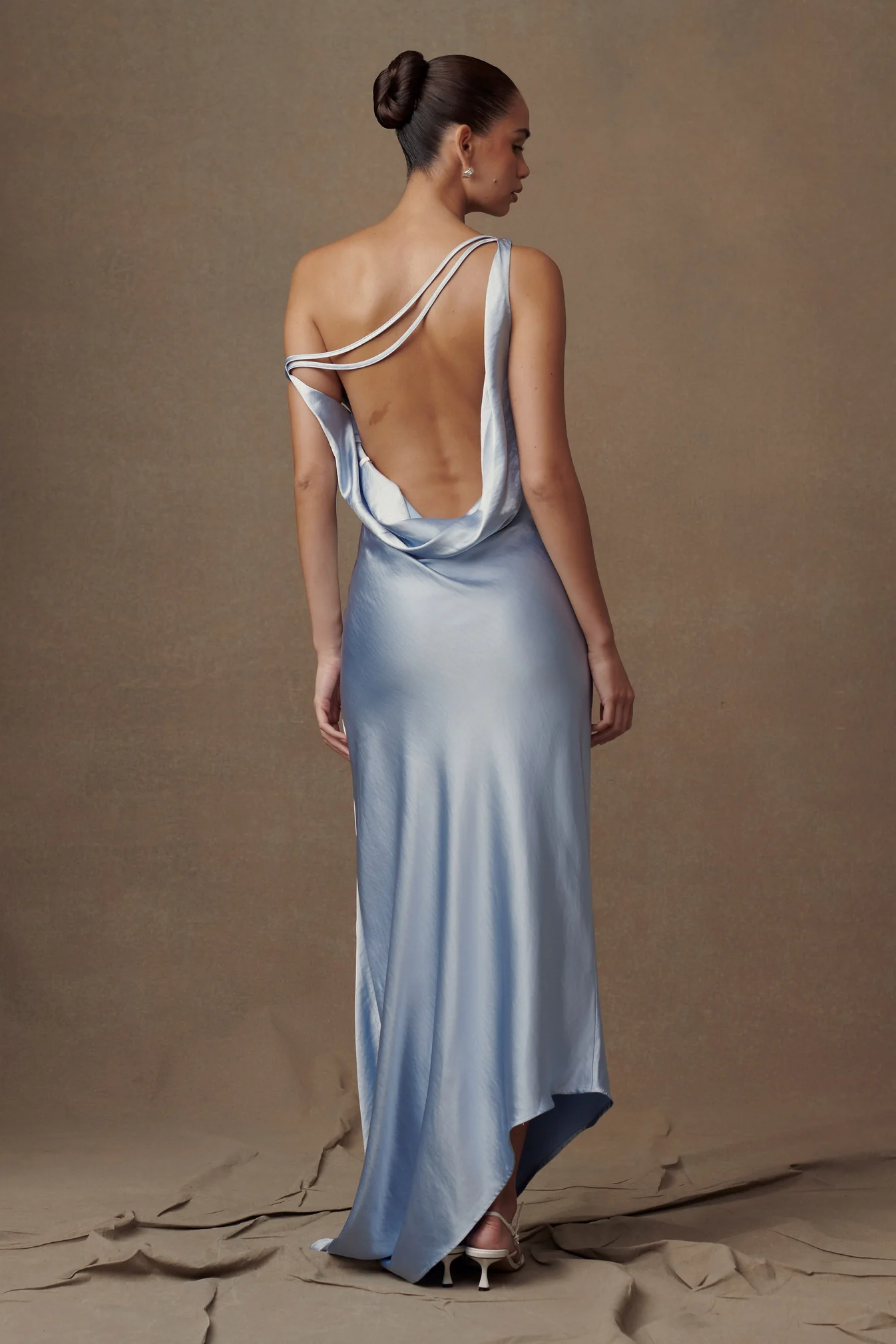 Alternative view of Slip Maxi Dress With Asymmetrical Hem - Cornflower Blue