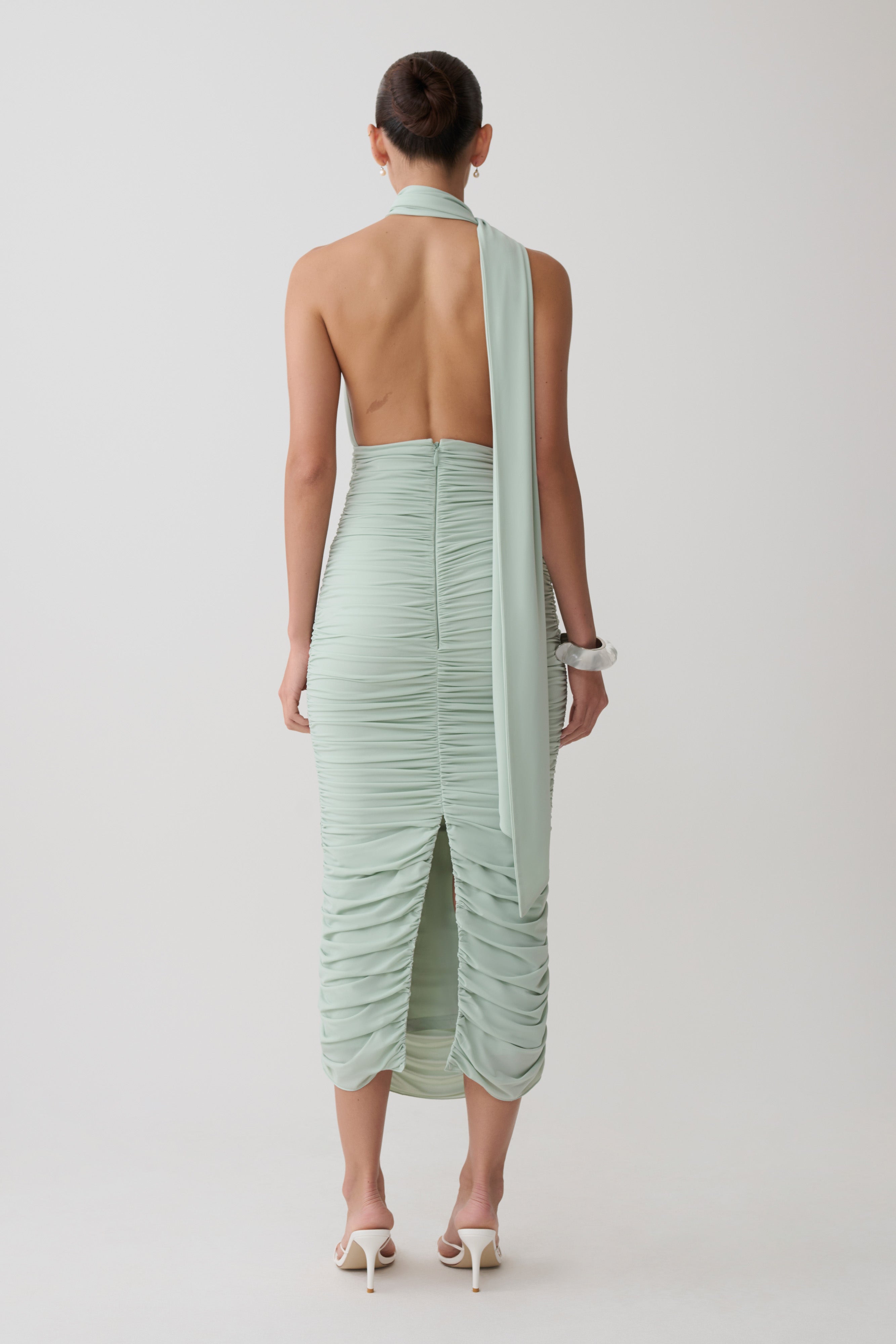 Alternative view of Giannie Draped Midi Dress - Aqua Grey