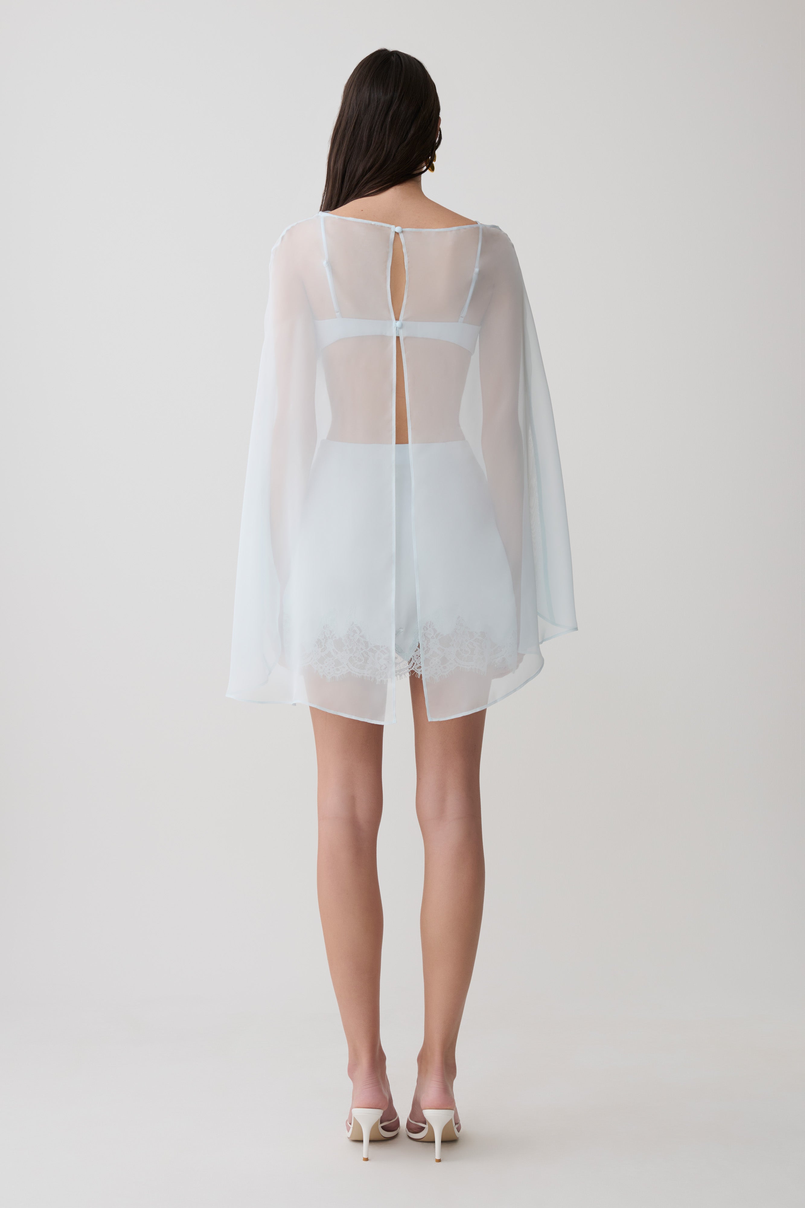 Nina Lace And Satin Mini Skirt - Ice Blue - Image 2