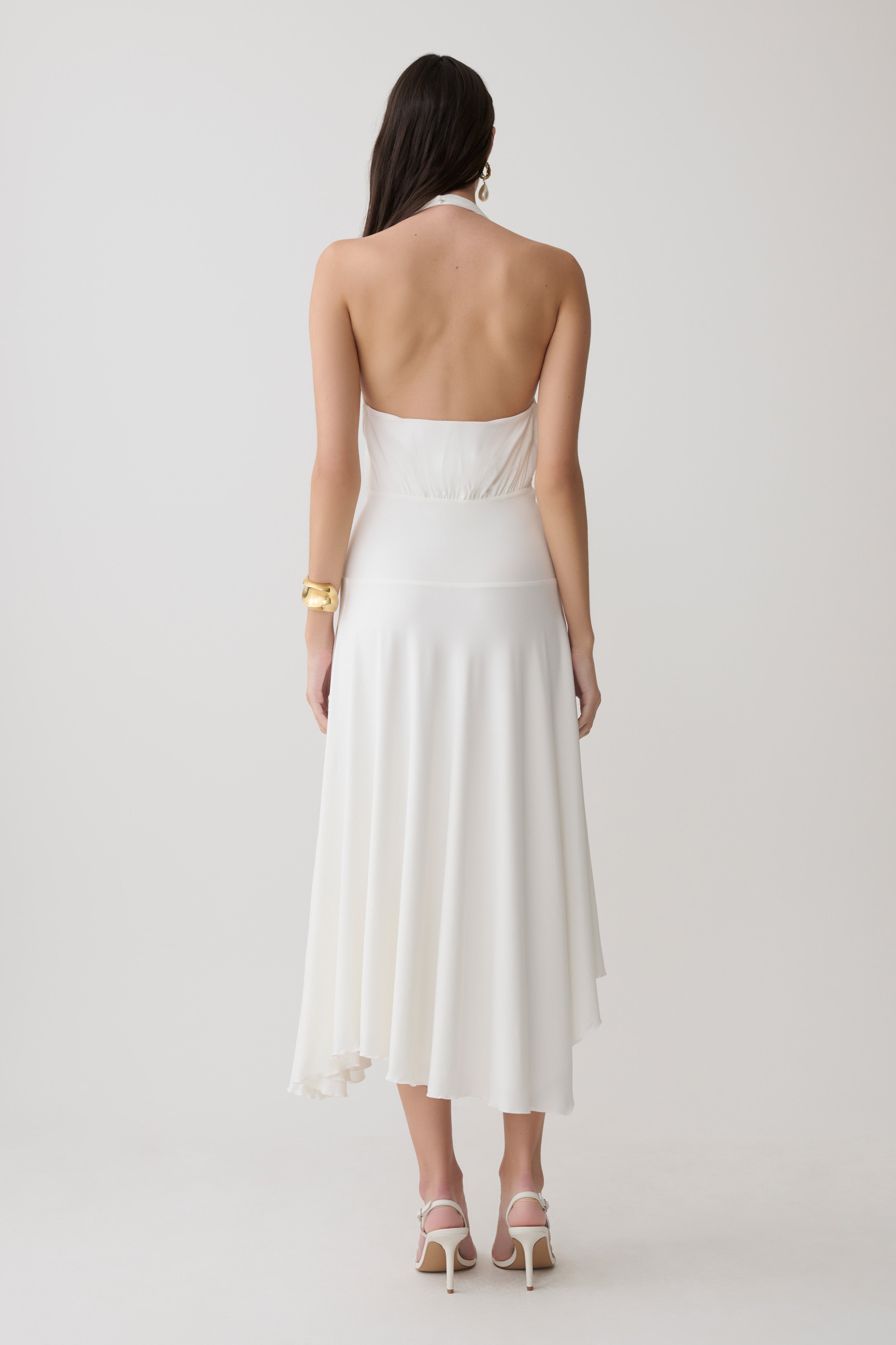 Alternative view of Krish Hankie Halter Midi Dress - White