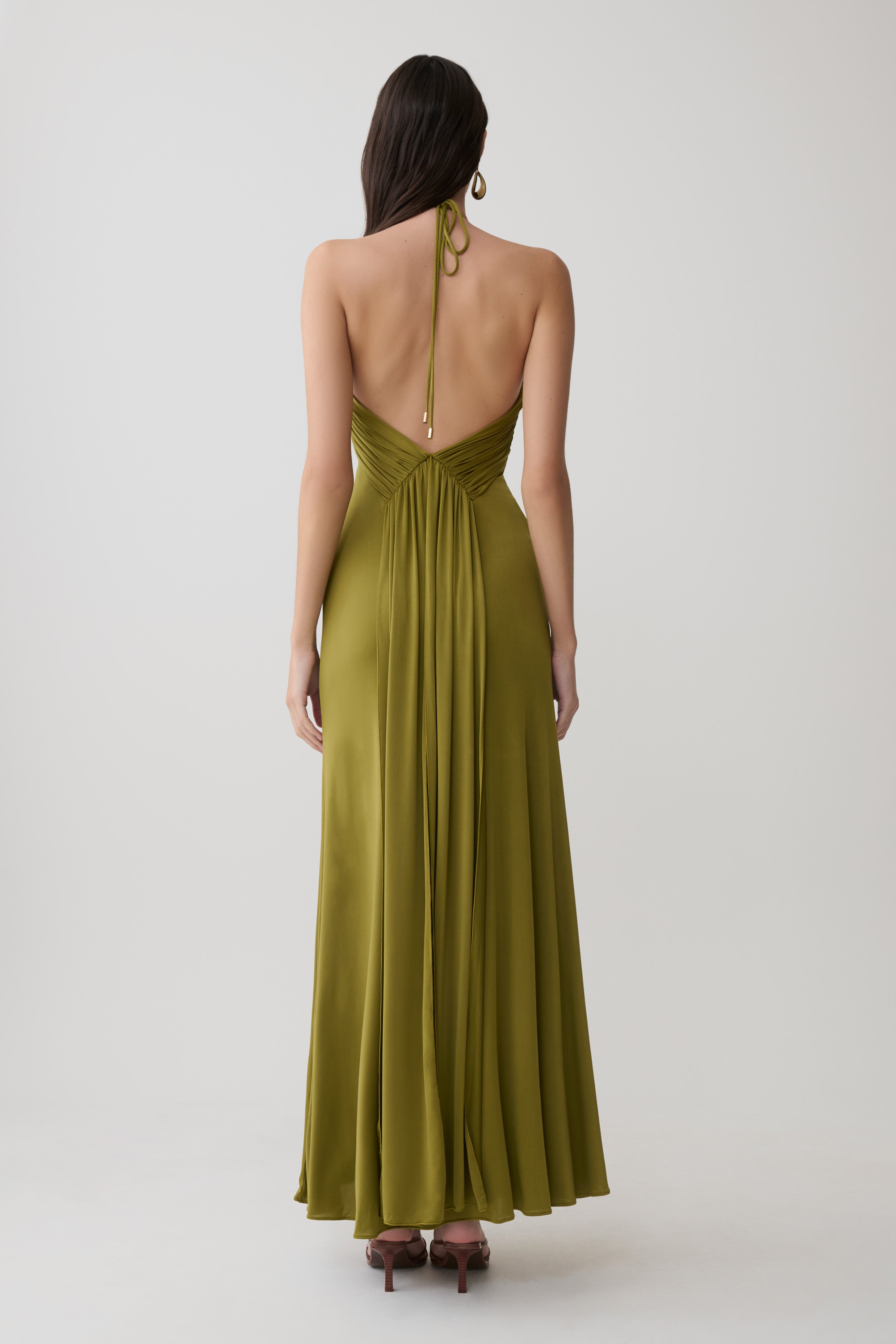 Alternative view of Maely Gathered Slinky Maxi Dress - Olive