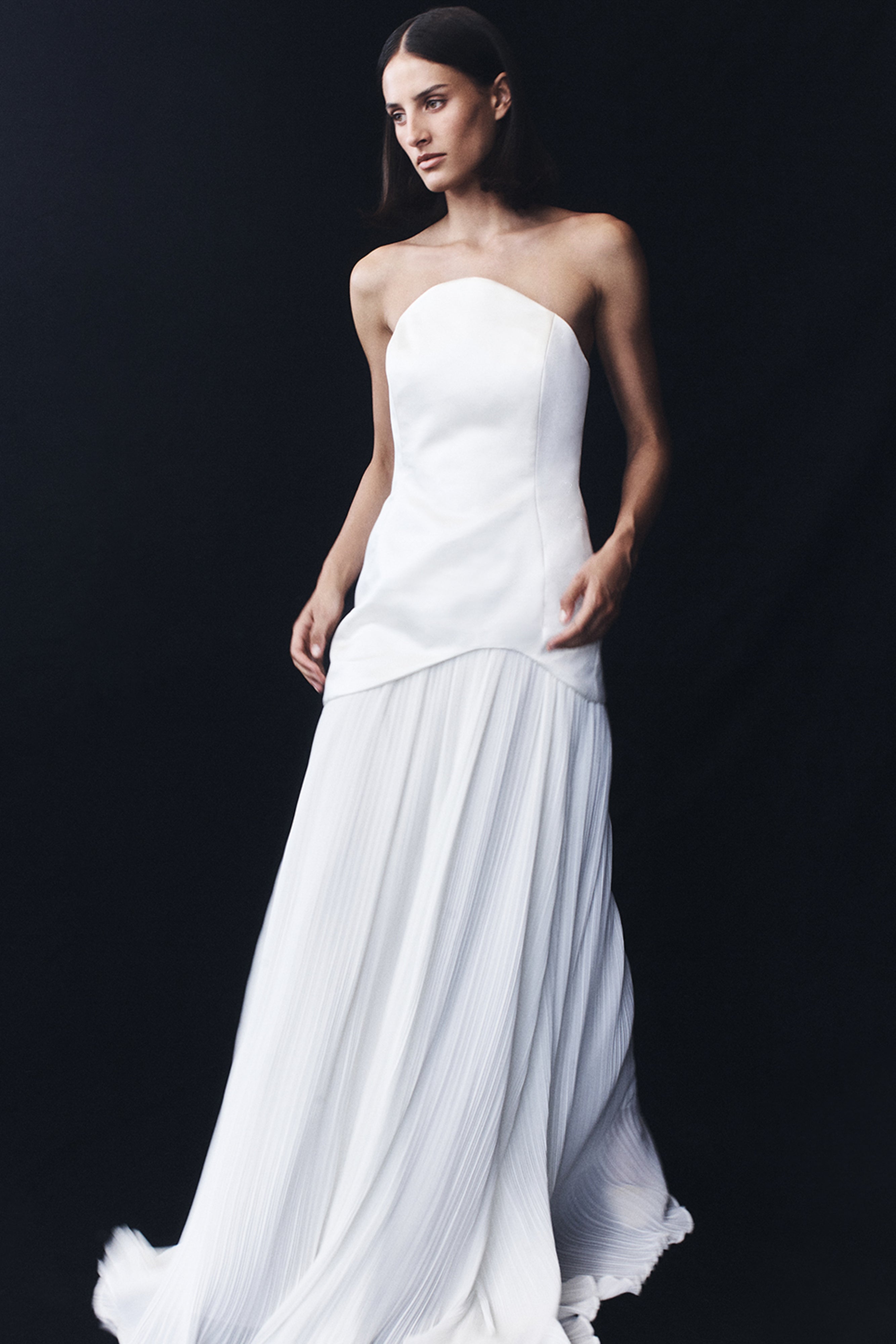 Juno Strapless Pleated Maxi Gown - White - Image 13