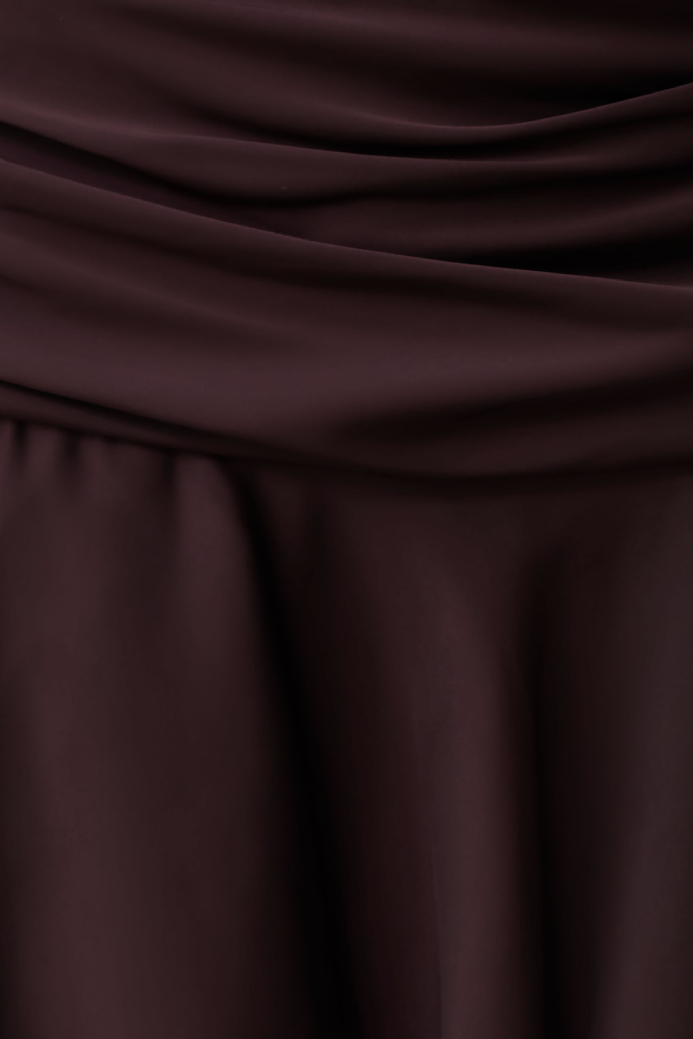 Poppy Satin Halter Mini Dress - Chocolate - Image 6