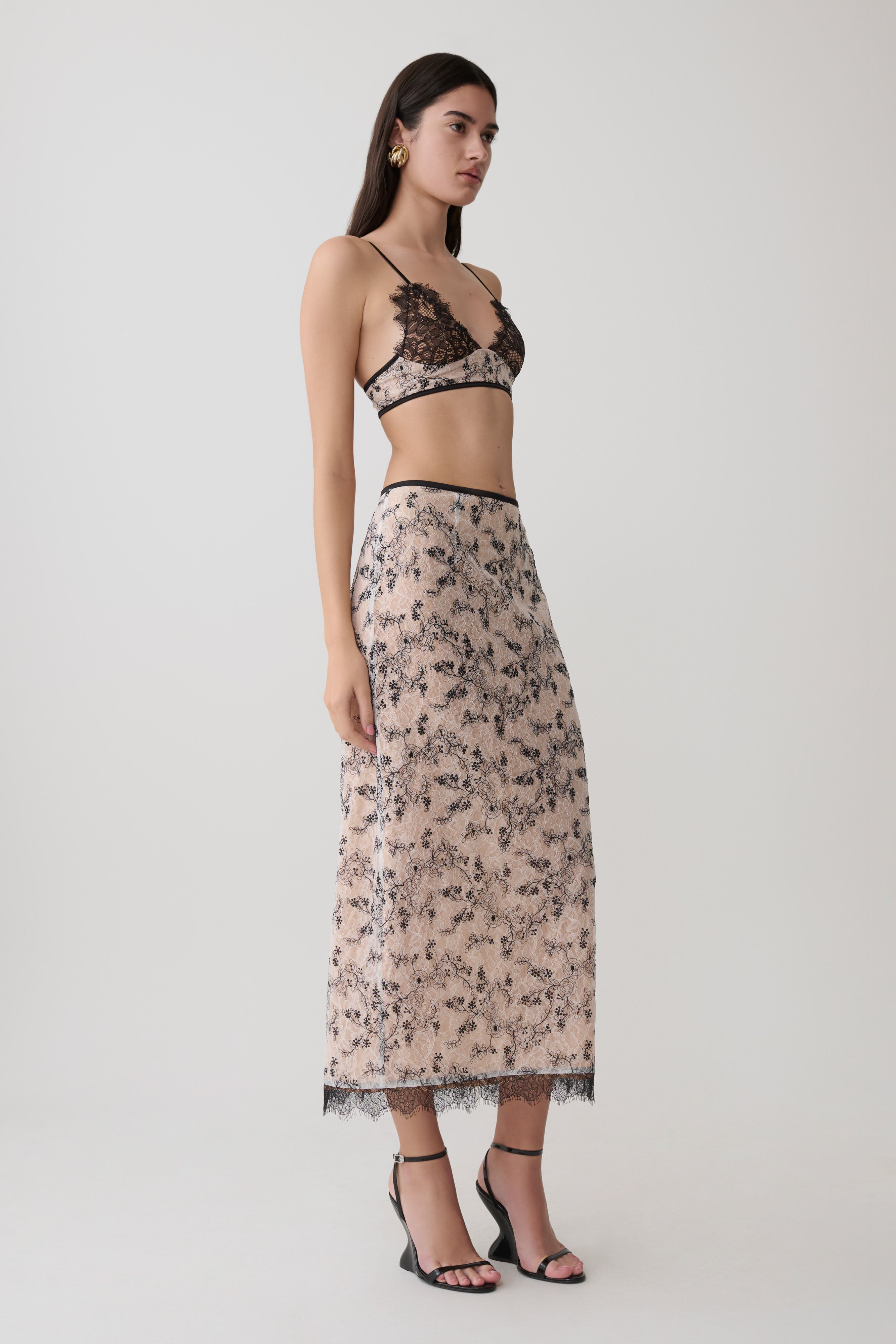 Kimberly Lace Sleeveless Crop Top - Nude Lace - Image 7