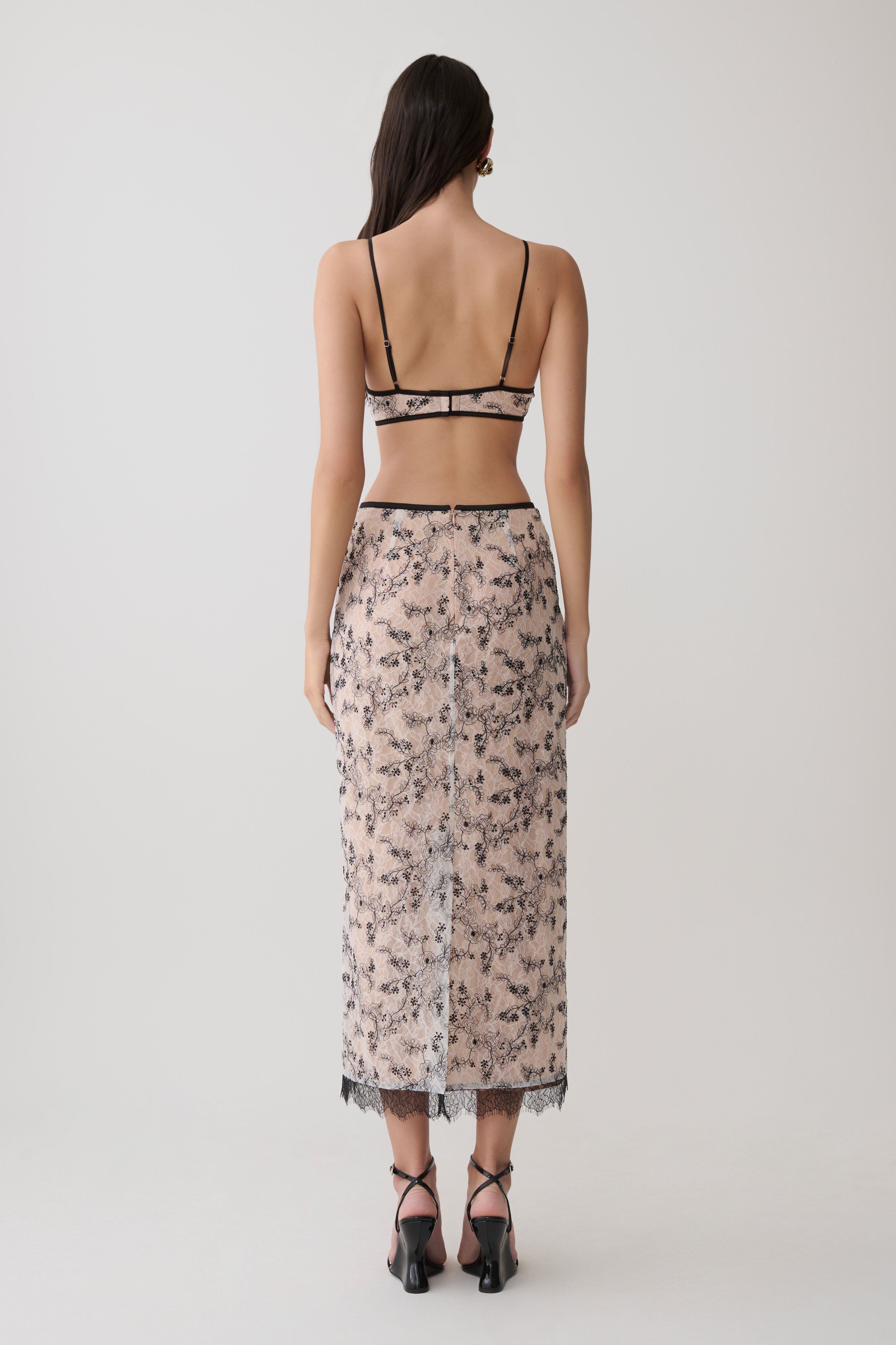Alternative view of Kimberly Lace Pencil Midi Skirt - Nude Lace