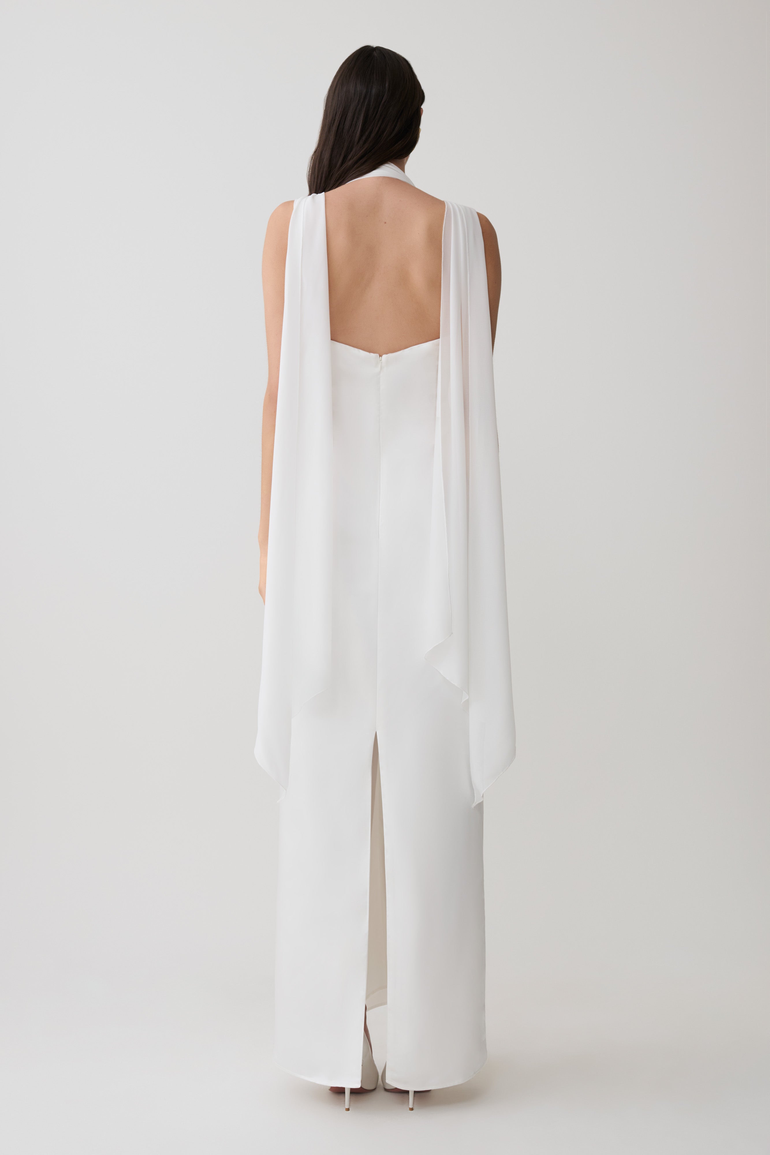 Alternative view of Myla Draped Shoulders Satin Maxi Dress - White