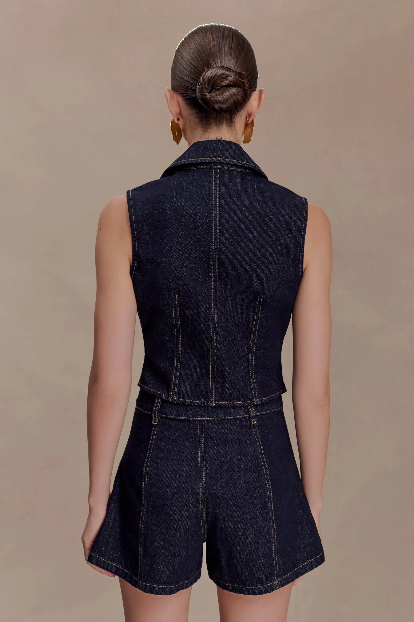 Alternative view of Denim Vest With Decorative Buttons - Washed Indigo Blue