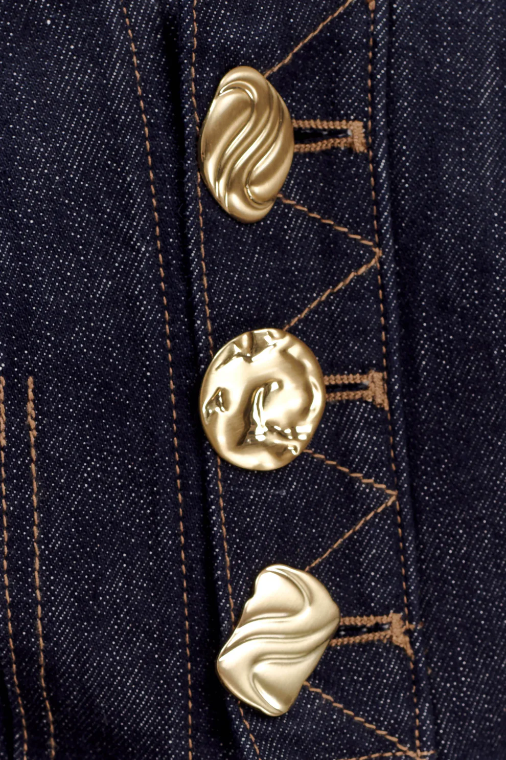 Denim Vest With Decorative Buttons - Washed Indigo Blue - Image 6