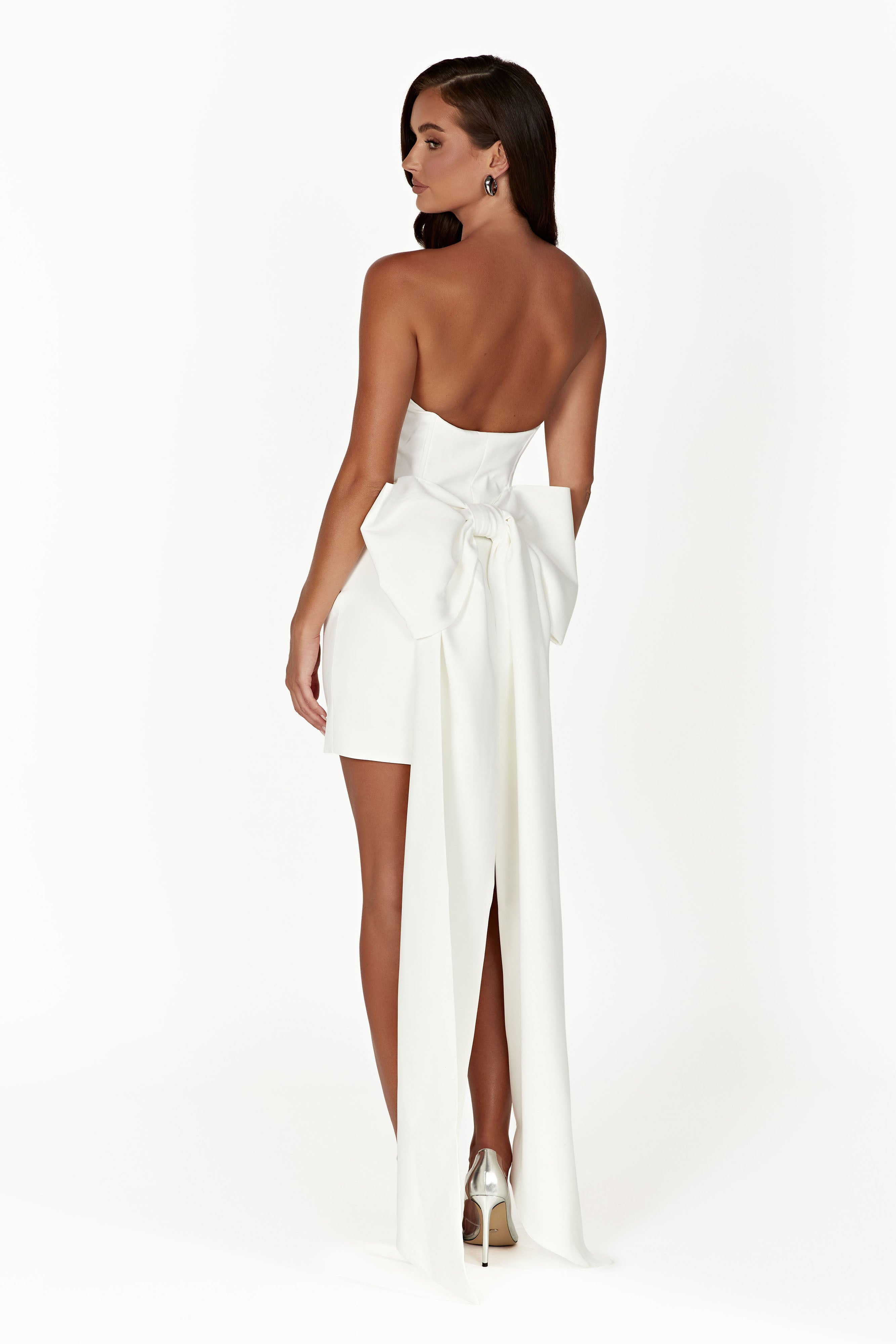 Meredith Strapless Bow Mini Dress - White - Image 4