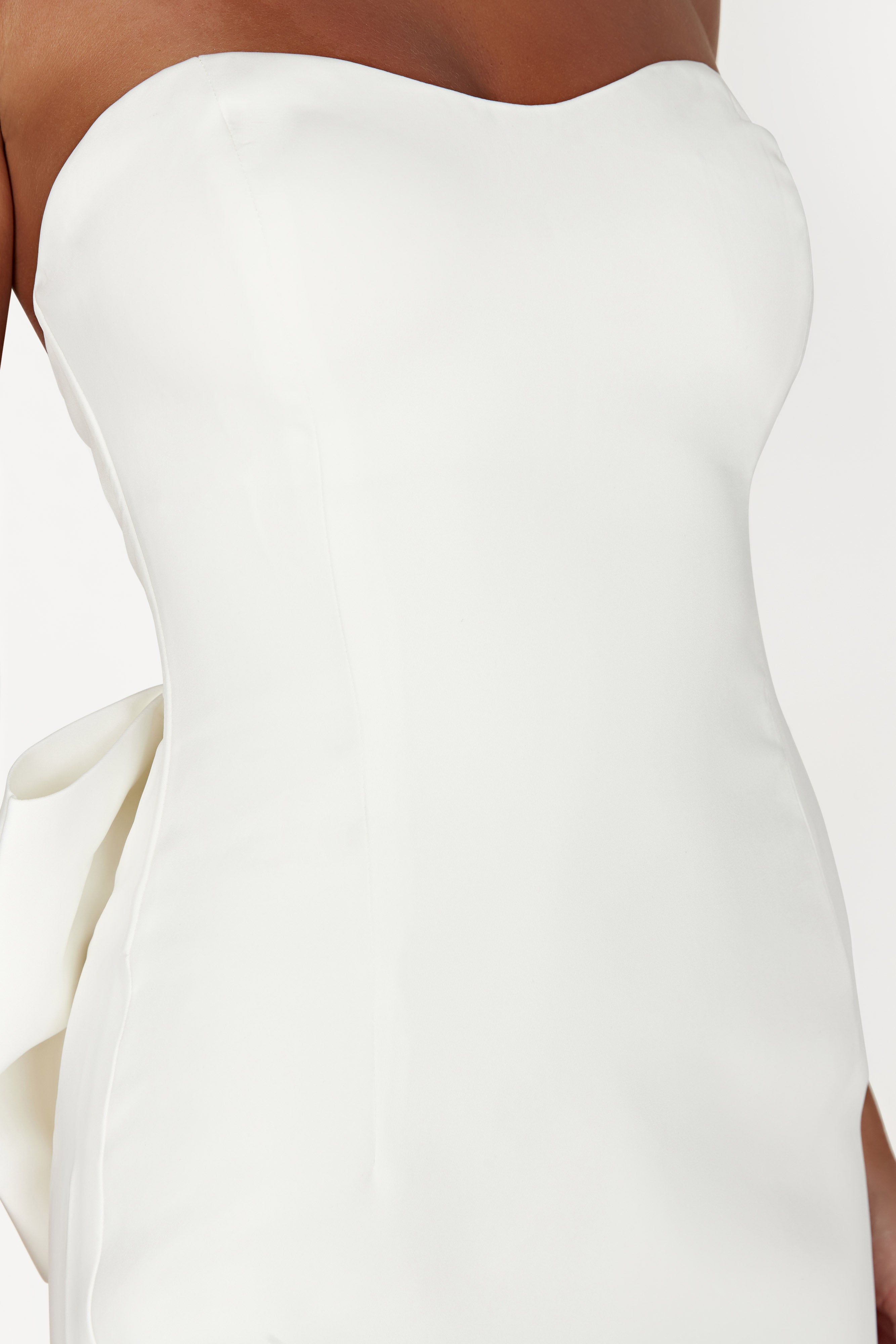 Meredith Strapless Bow Mini Dress - White - Image 7