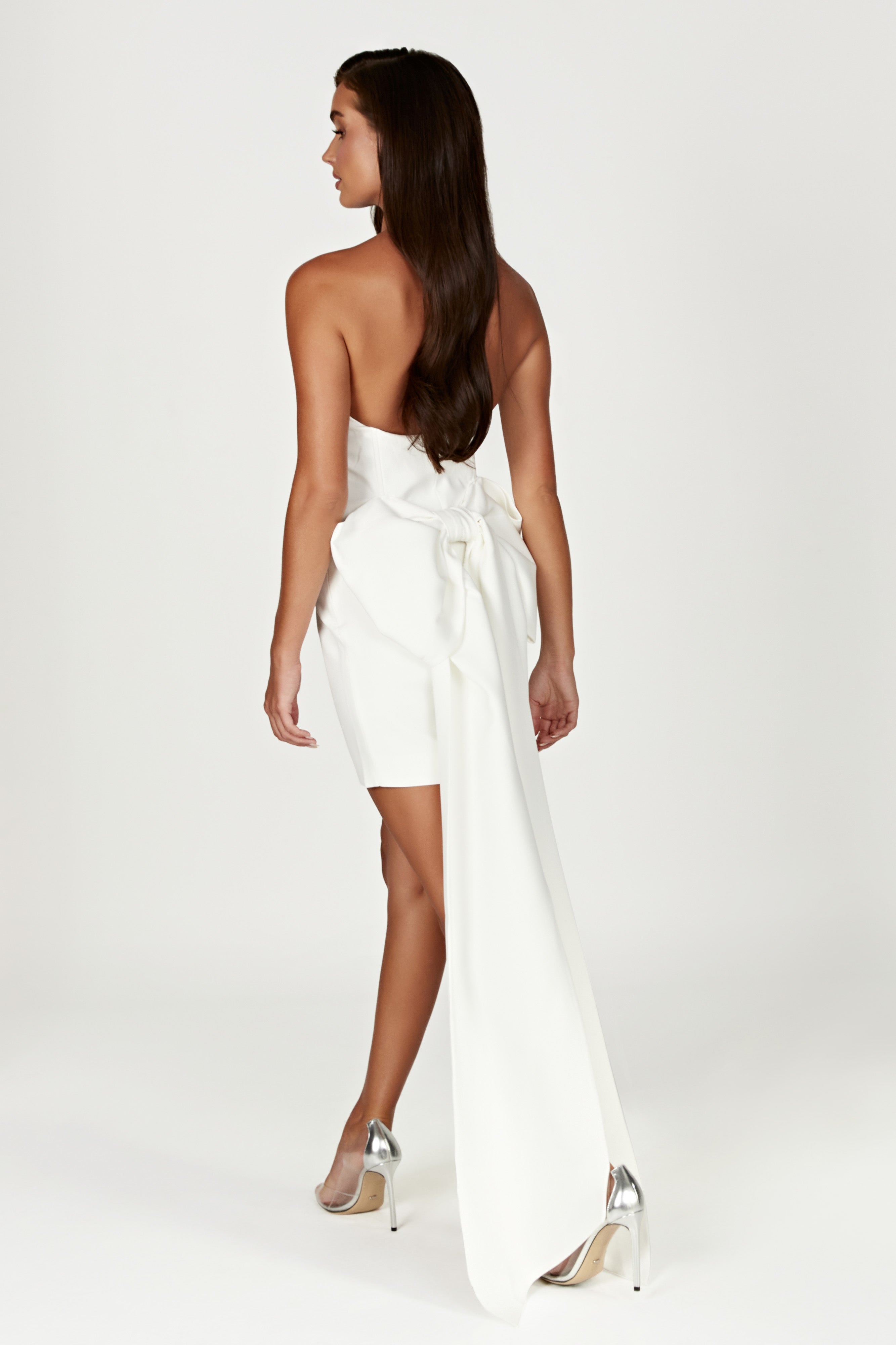Meredith Strapless Bow Mini Dress - White - Image 8