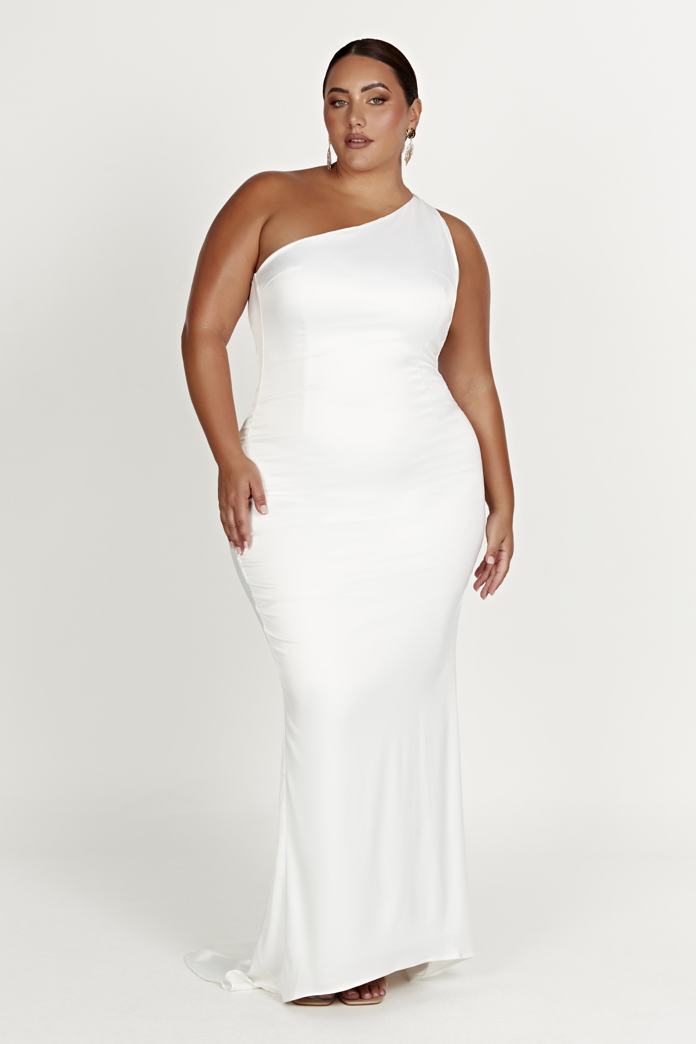 Harper One Shoulder Gown - White - Image 8