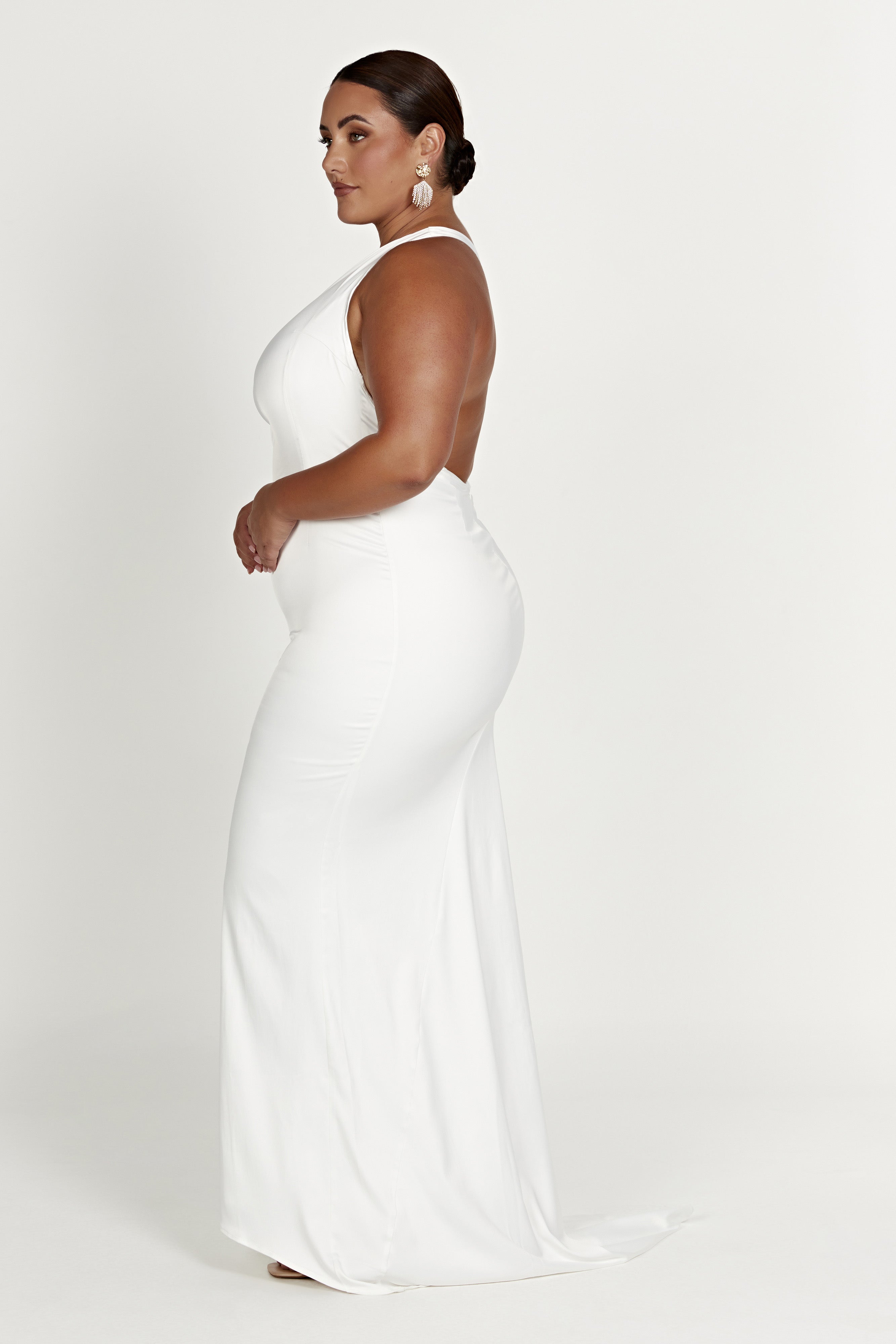 Harper One Shoulder Gown - White - Image 6