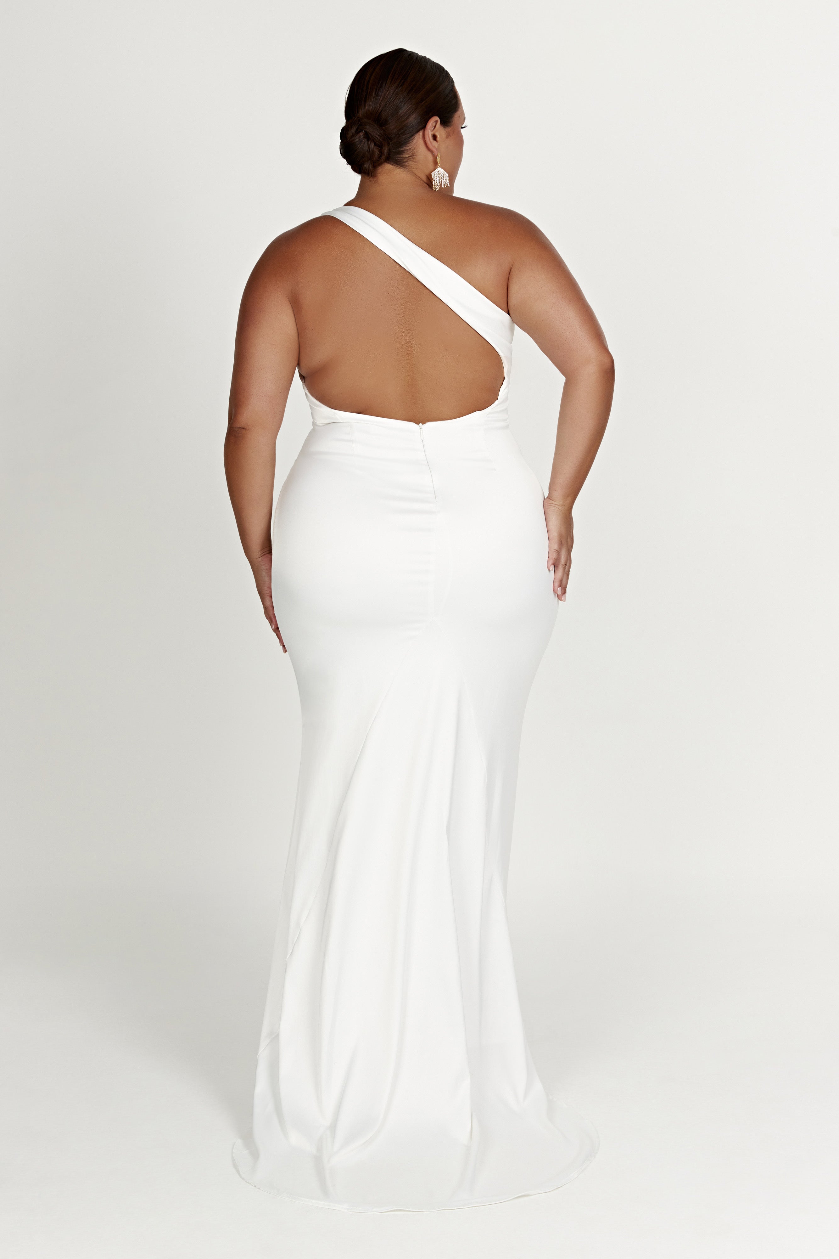 Harper One Shoulder Gown - White - Image 7