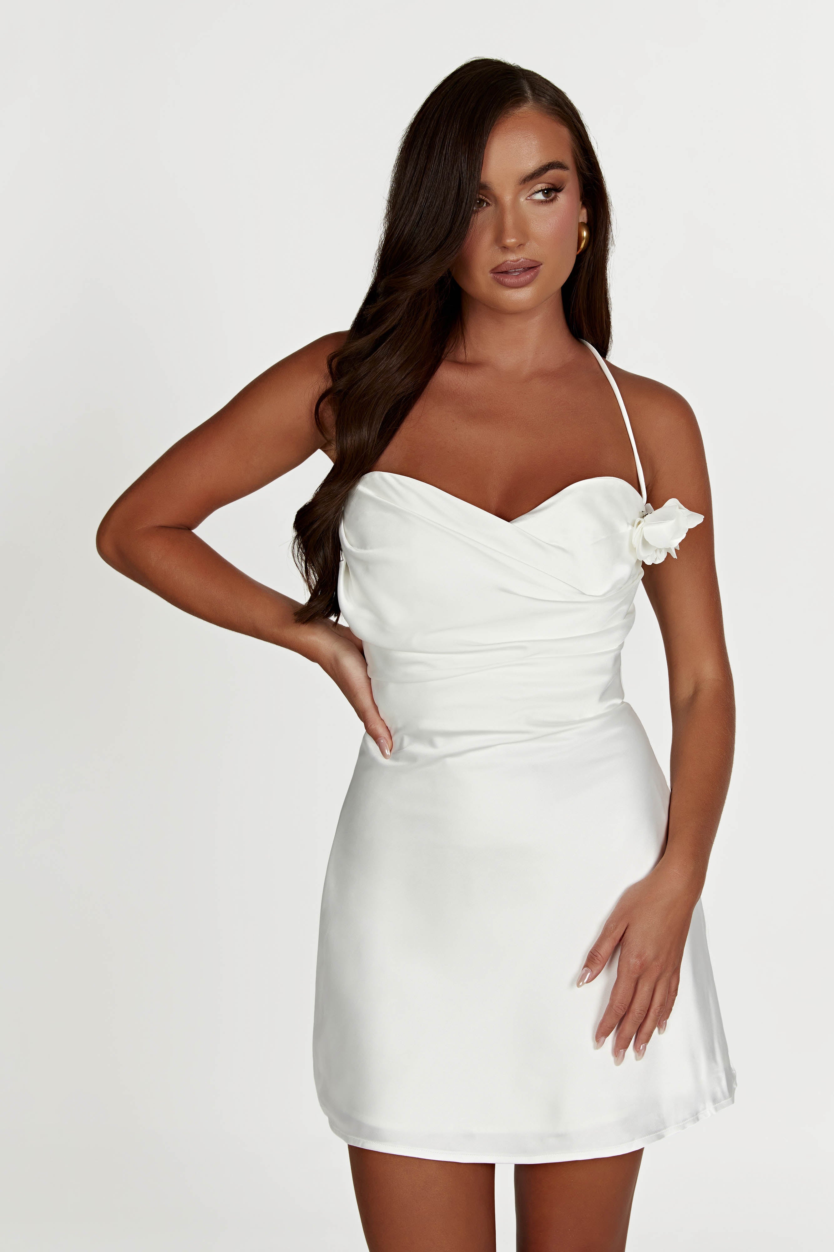 Otillie Rose Halter Mini Dress - White - Image 9