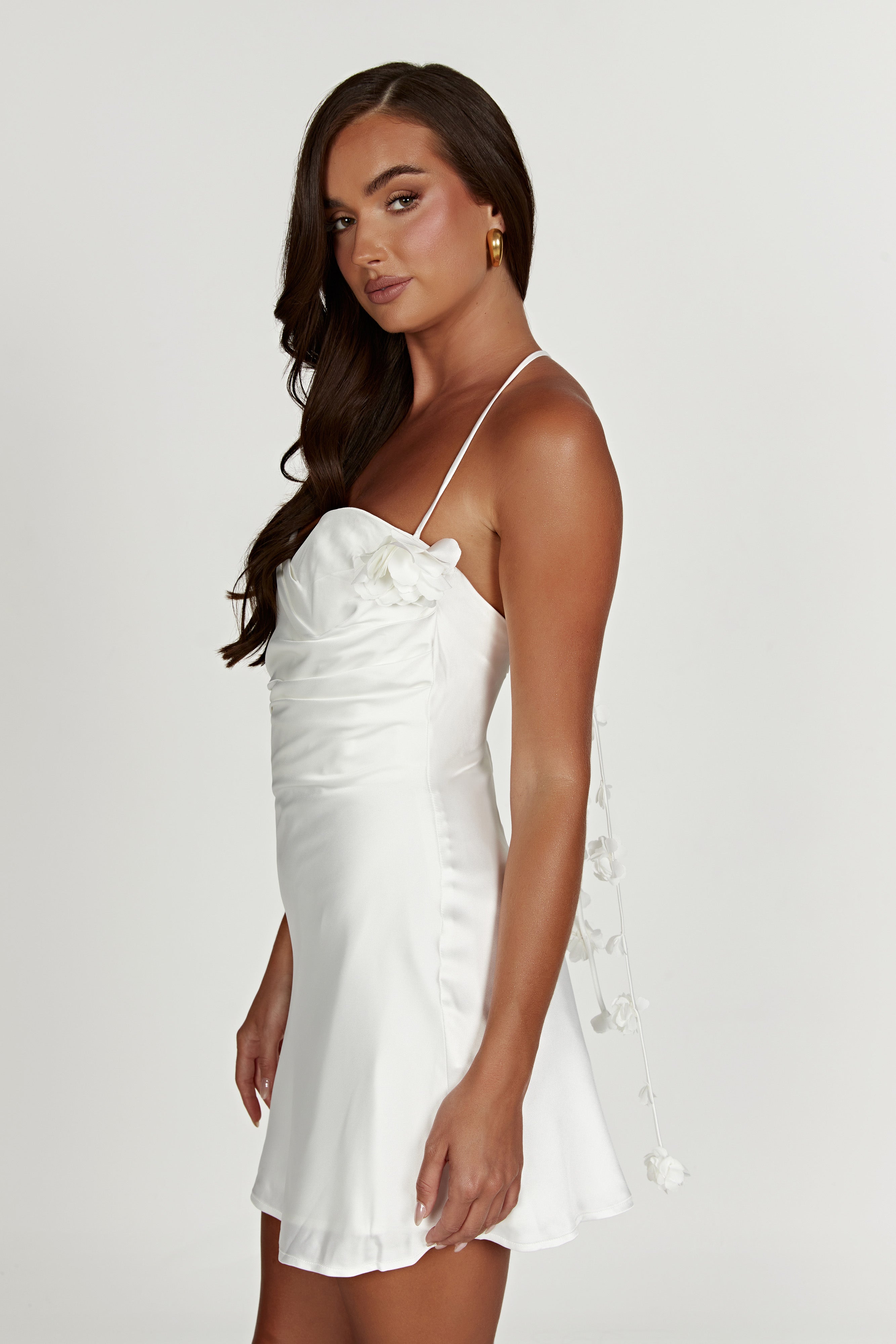 Otillie Rose Halter Mini Dress - White - Image 7