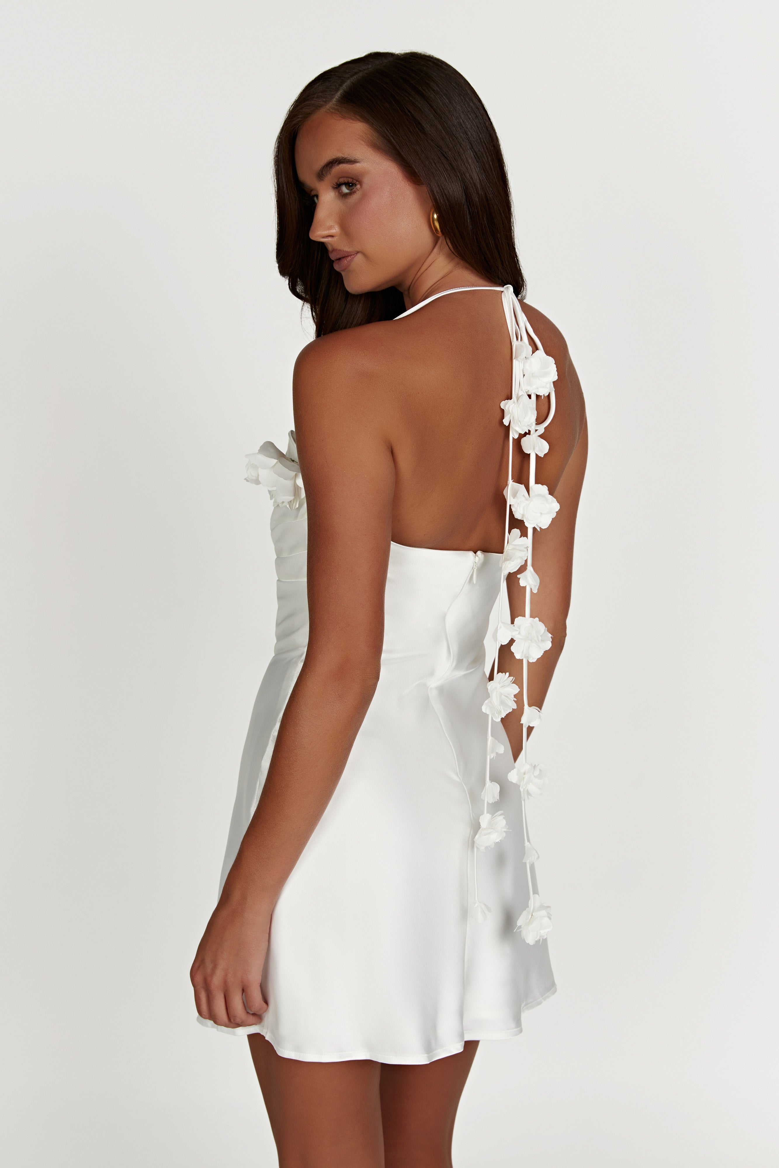 Otillie Rose Halter Mini Dress - White - Image 4