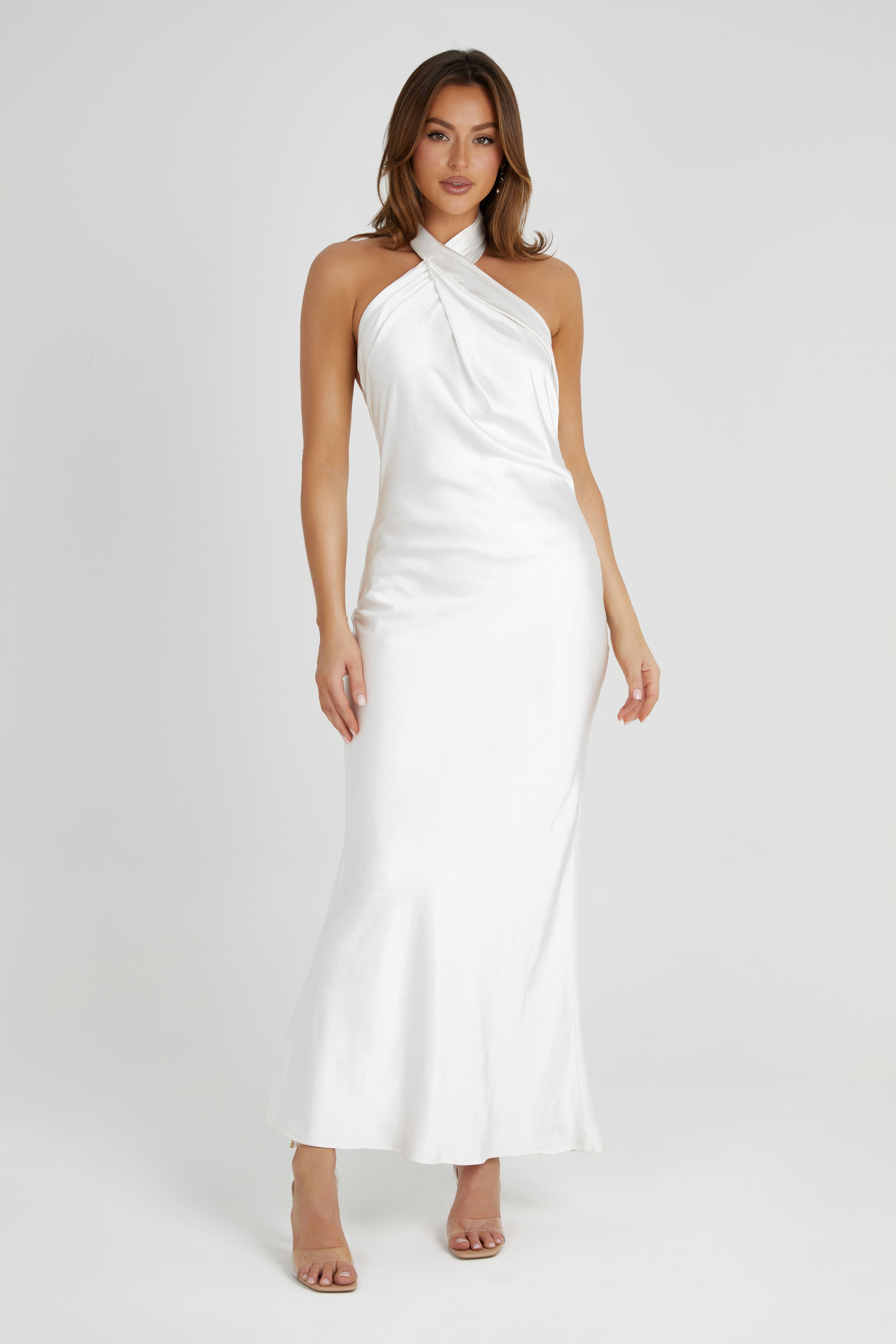 Laura Halter Satin Gown - White - Image 4