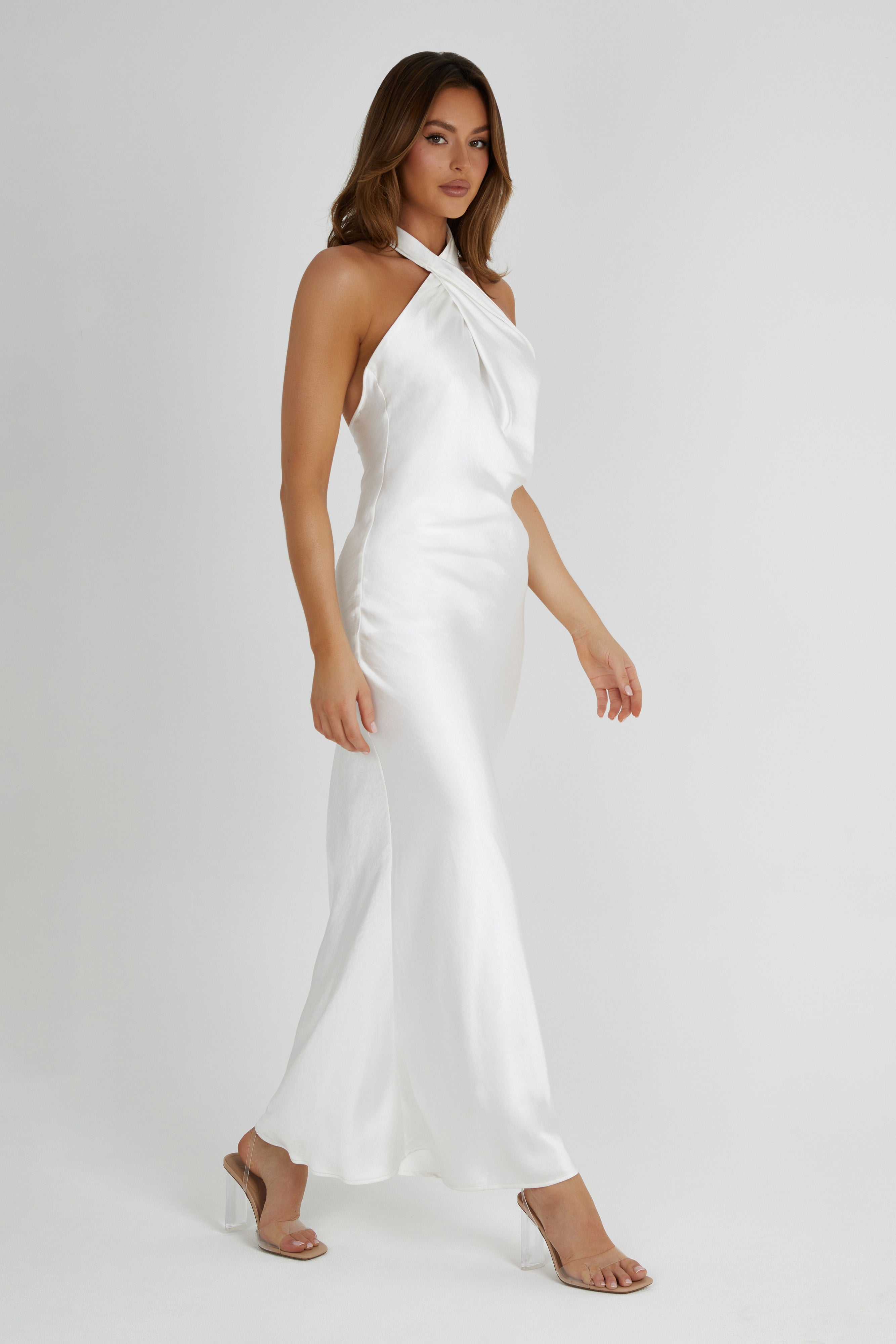 Laura Halter Satin Gown - White - Image 5