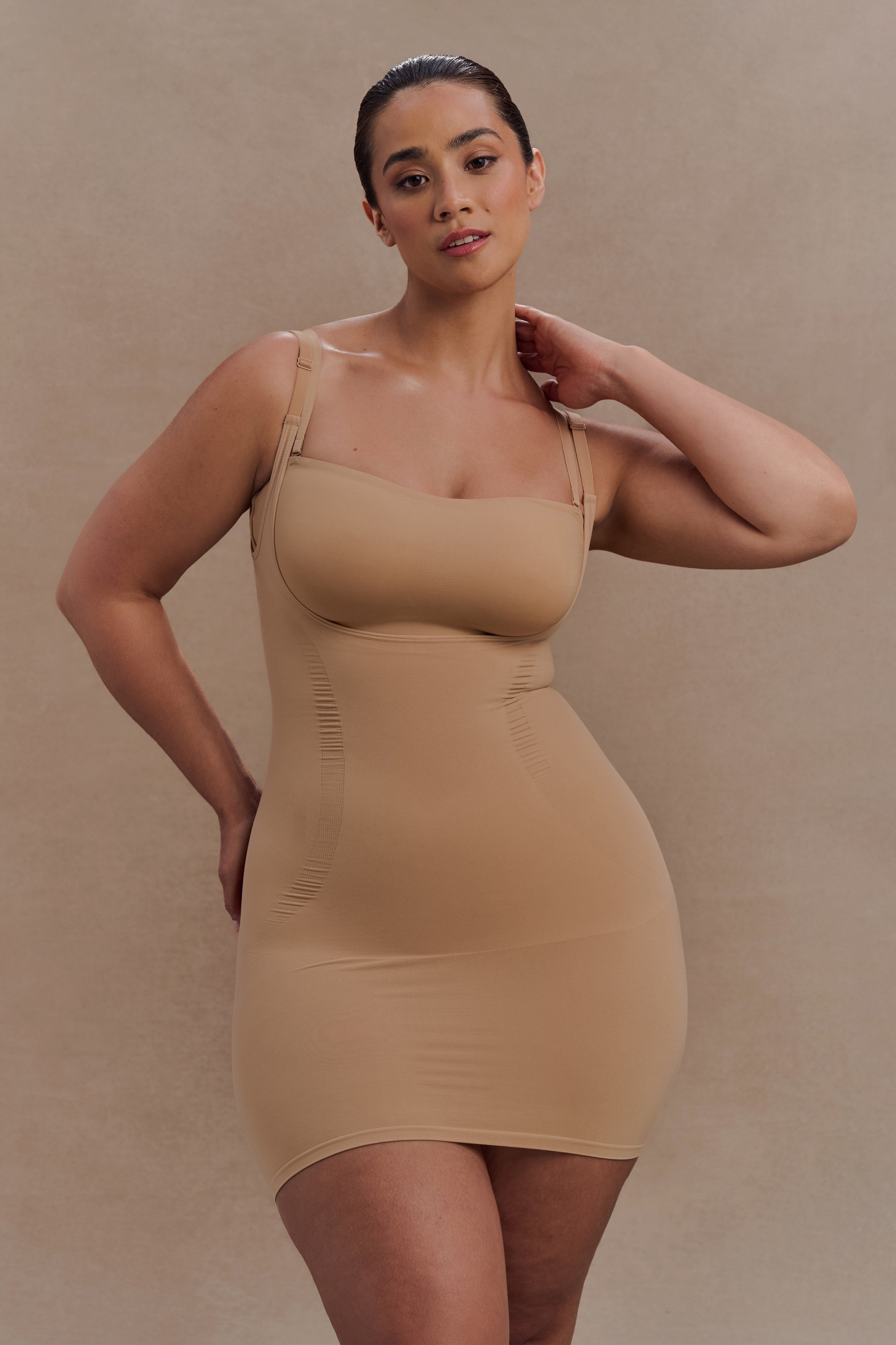 Jocelyn Backless Shapewear Mini Dress - Beige - Image 3