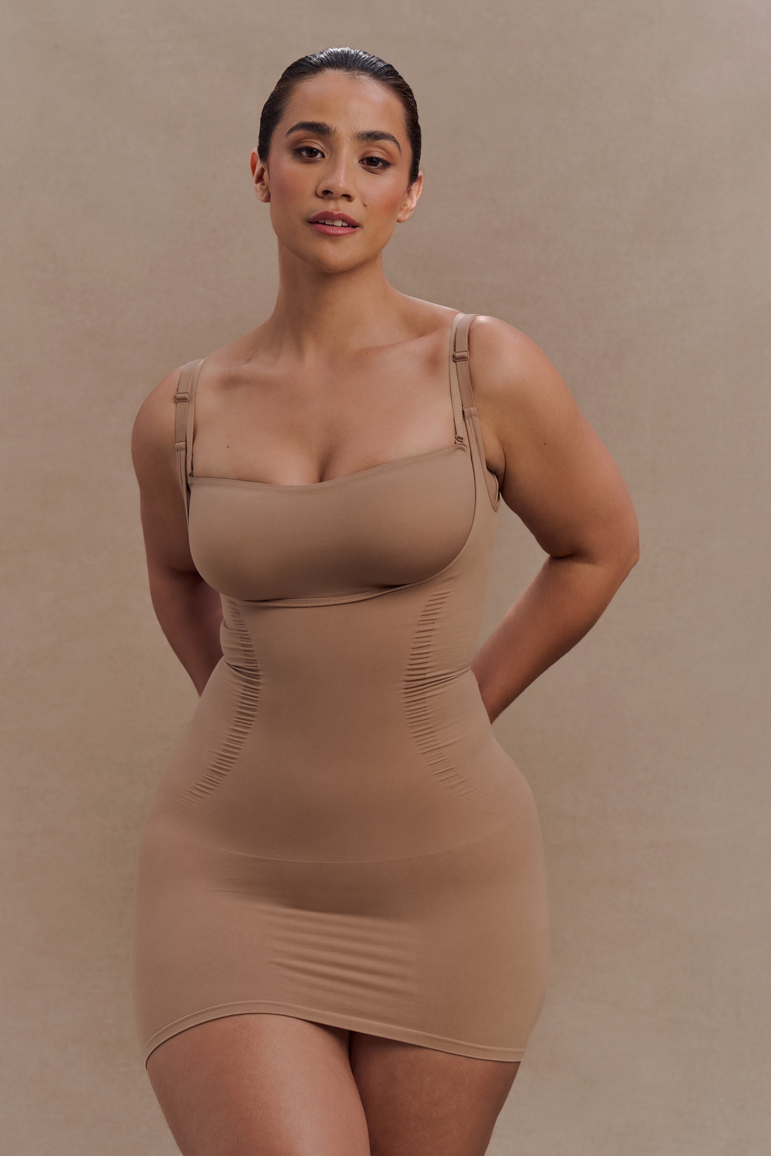 Jocelyn Backless Shapewear Mini Dress - Latte - Image 3