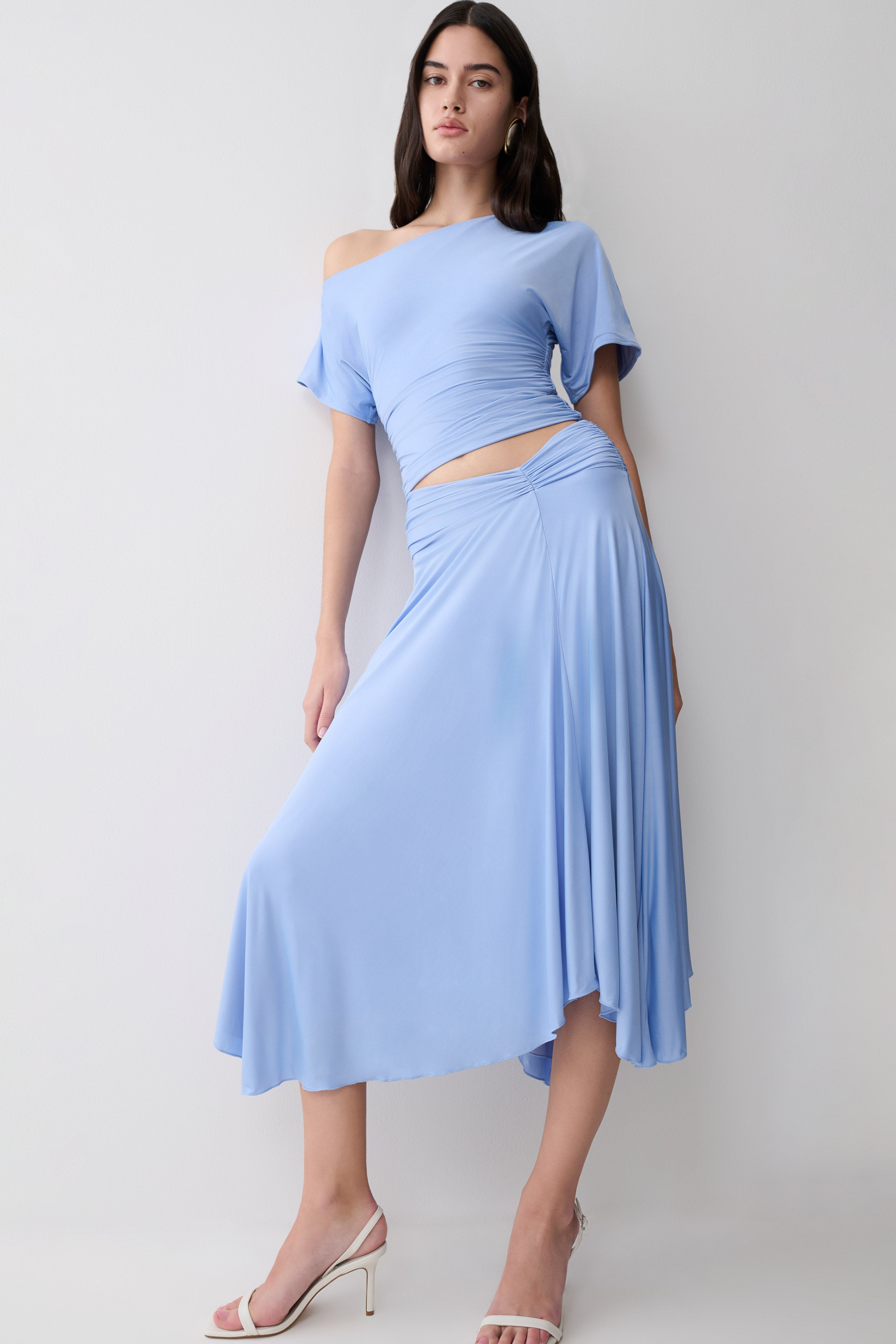 Luu Off Shoulder Slinky Top - Sea Blue - Image 3
