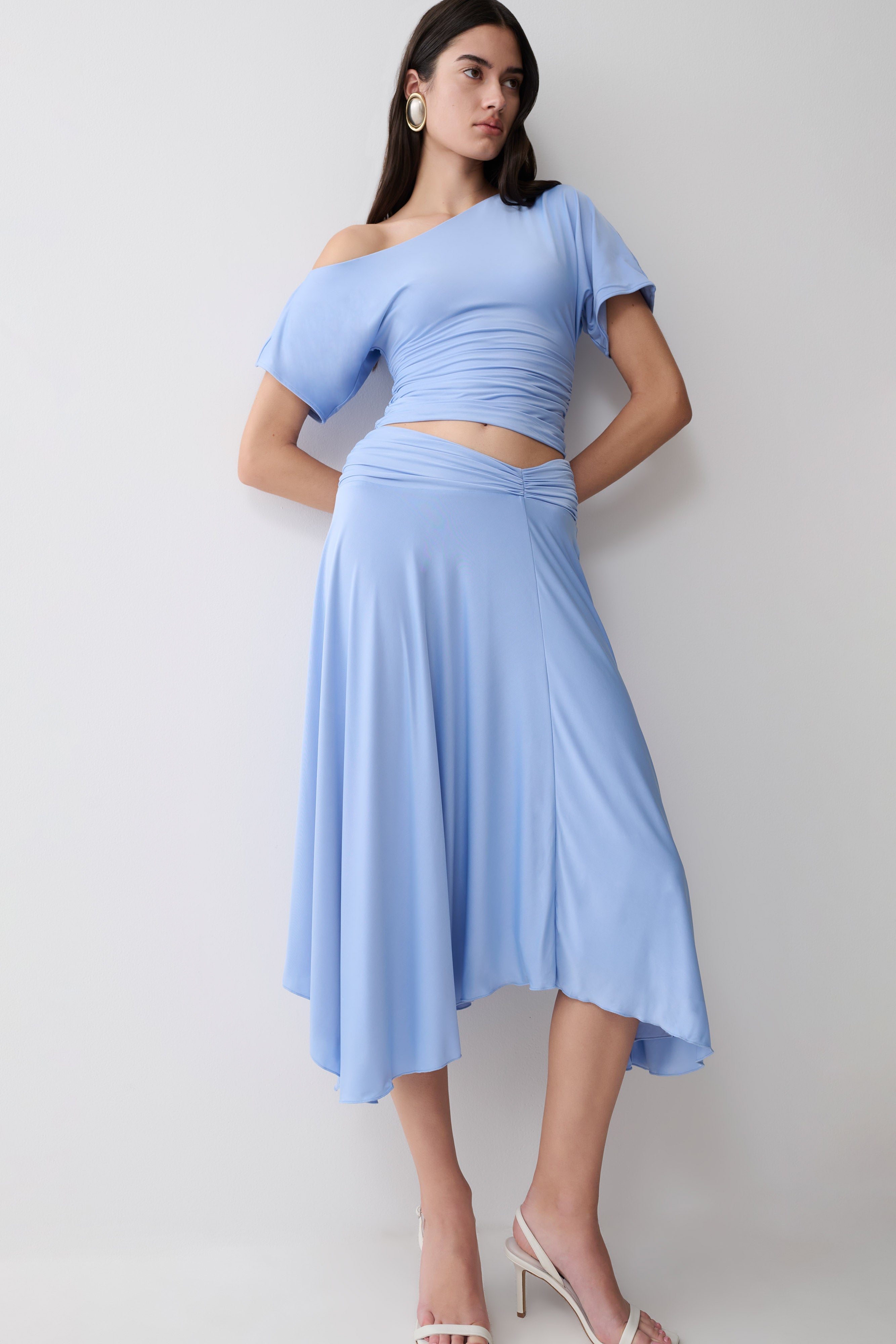 Luu Off Shoulder Slinky Top - Sea Blue - Image 9