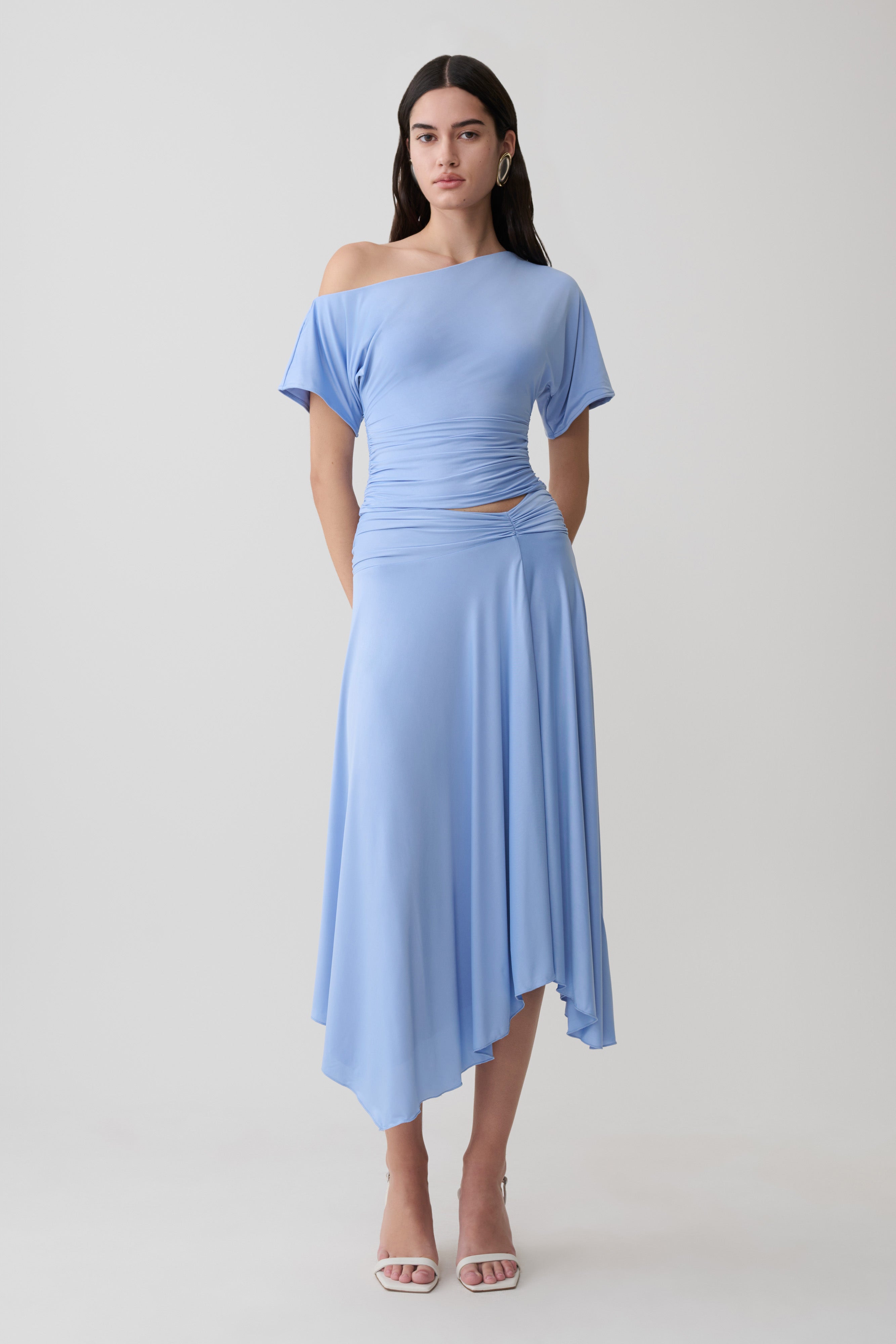 Luu Off Shoulder Slinky Top - Sea Blue - Image 7