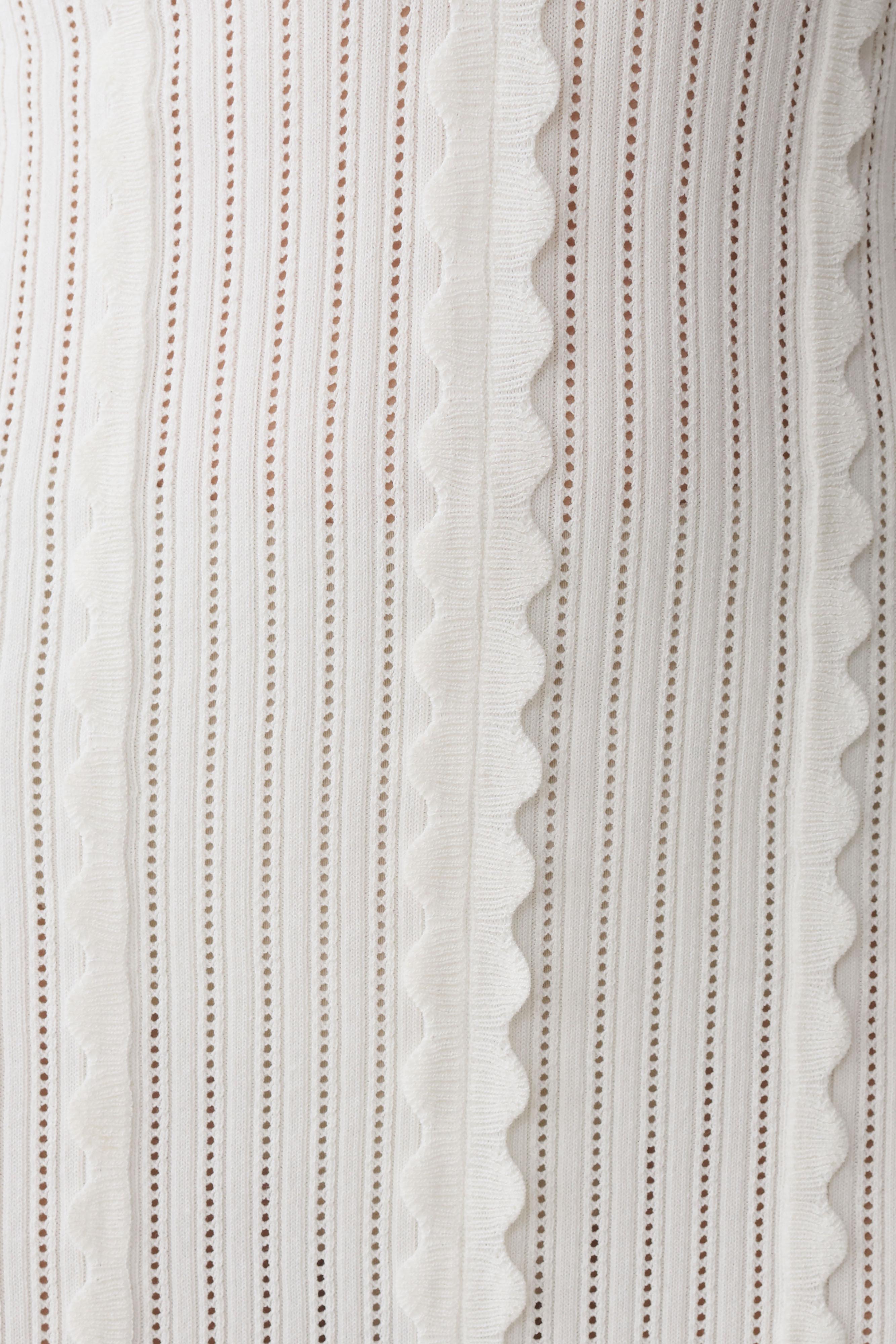 Cooper Scalloped Neckline Pointelle Midi Dress - White - Image 4
