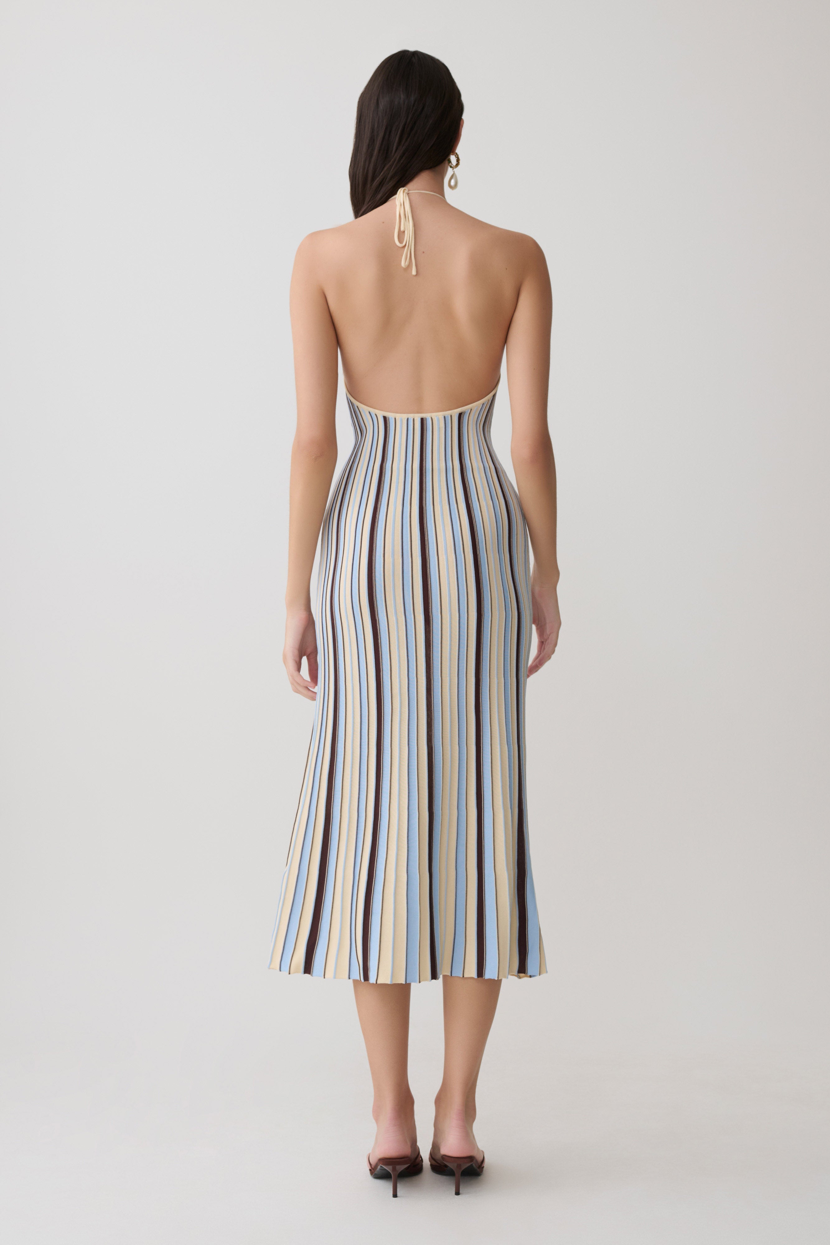 Alternative view of Dalani Halterneck Knit Midi Dress - Blue/Chocolate