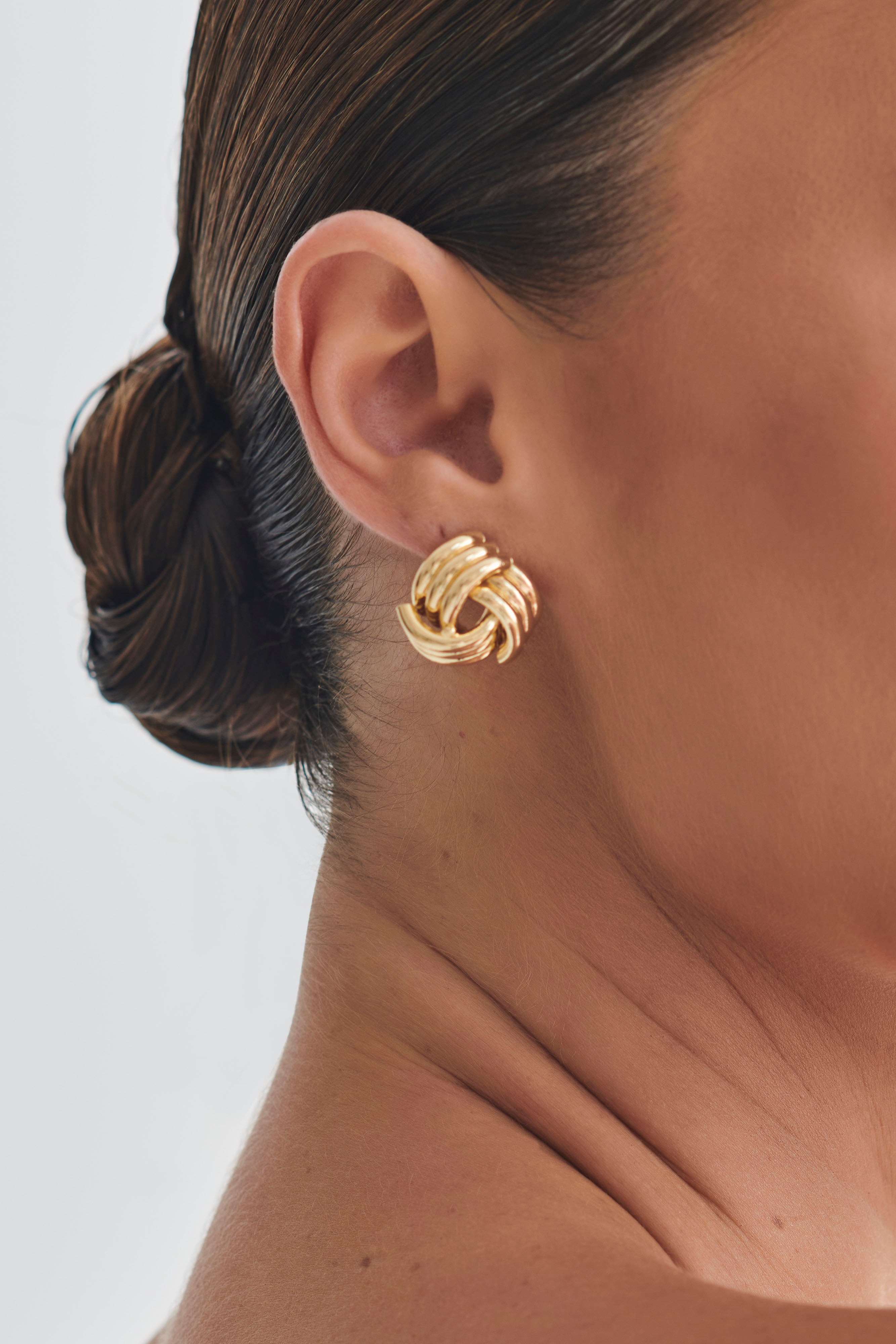 Alternative view of Rowan Knotted Earrings - Gold