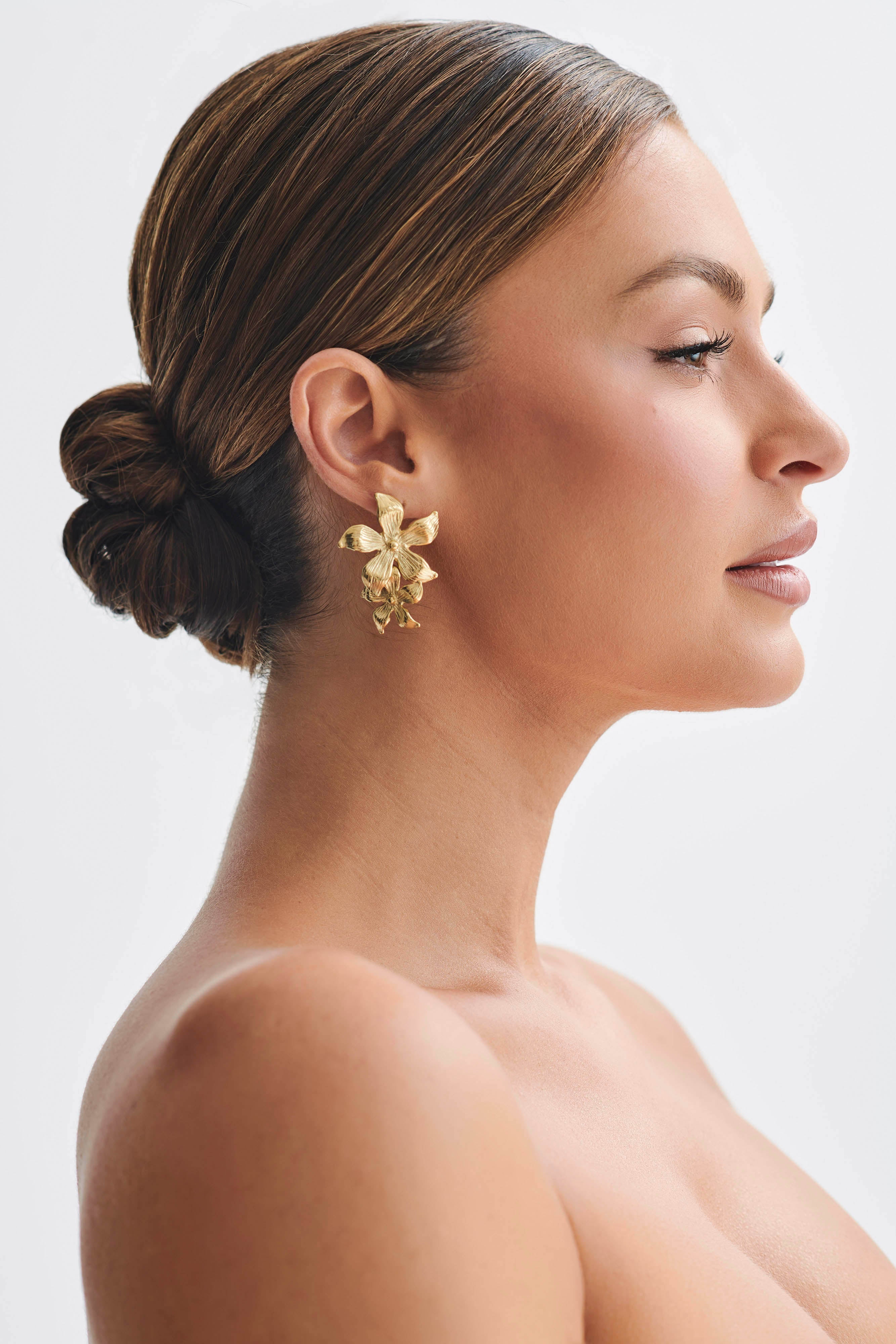 Alternative view of Infatuated Drop Flower Earrings - Gold