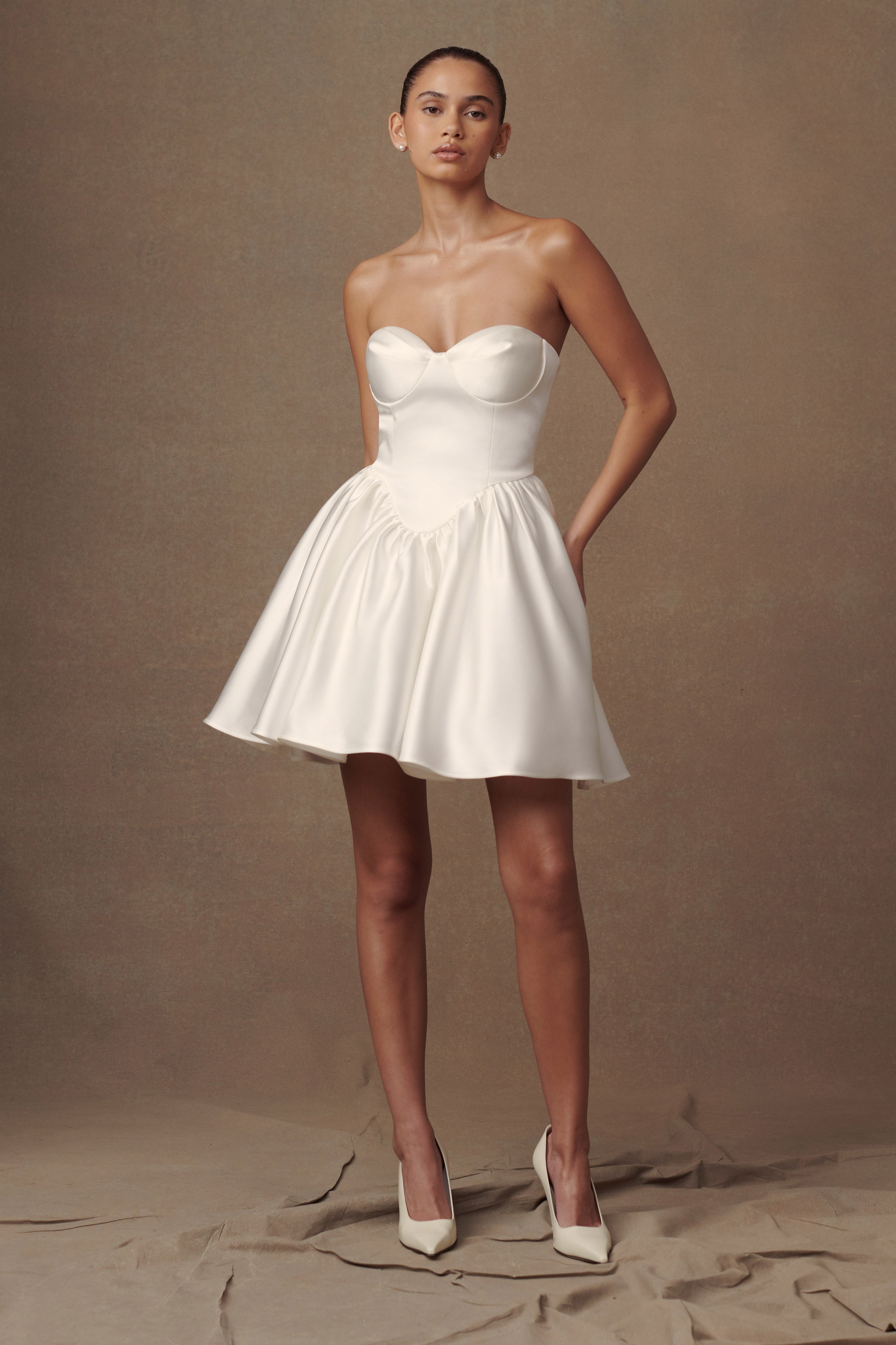 Hollie Structured Corset Mini Dress - White - Image 6