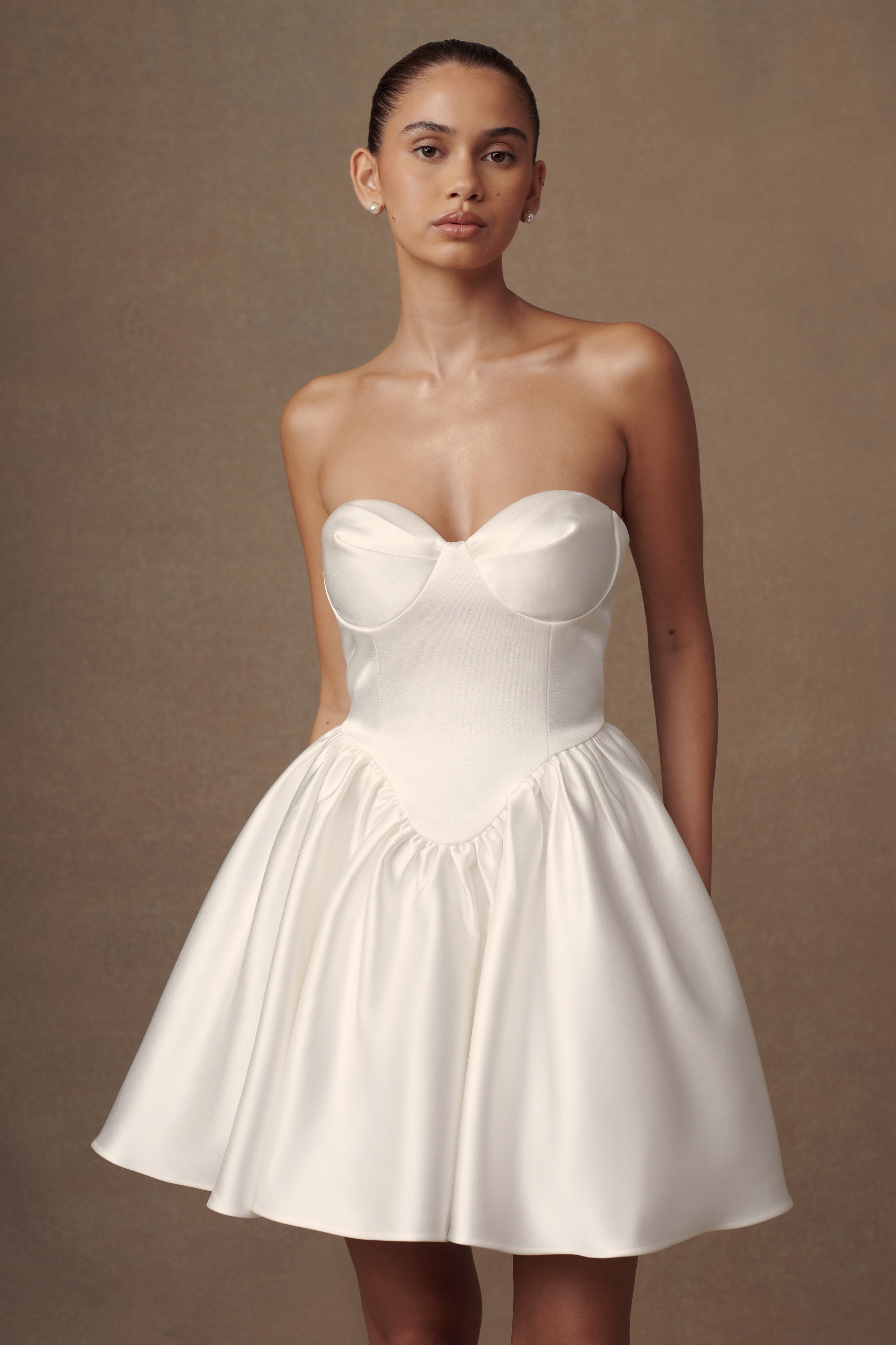 Hollie Structured Corset Mini Dress - White - Image 4